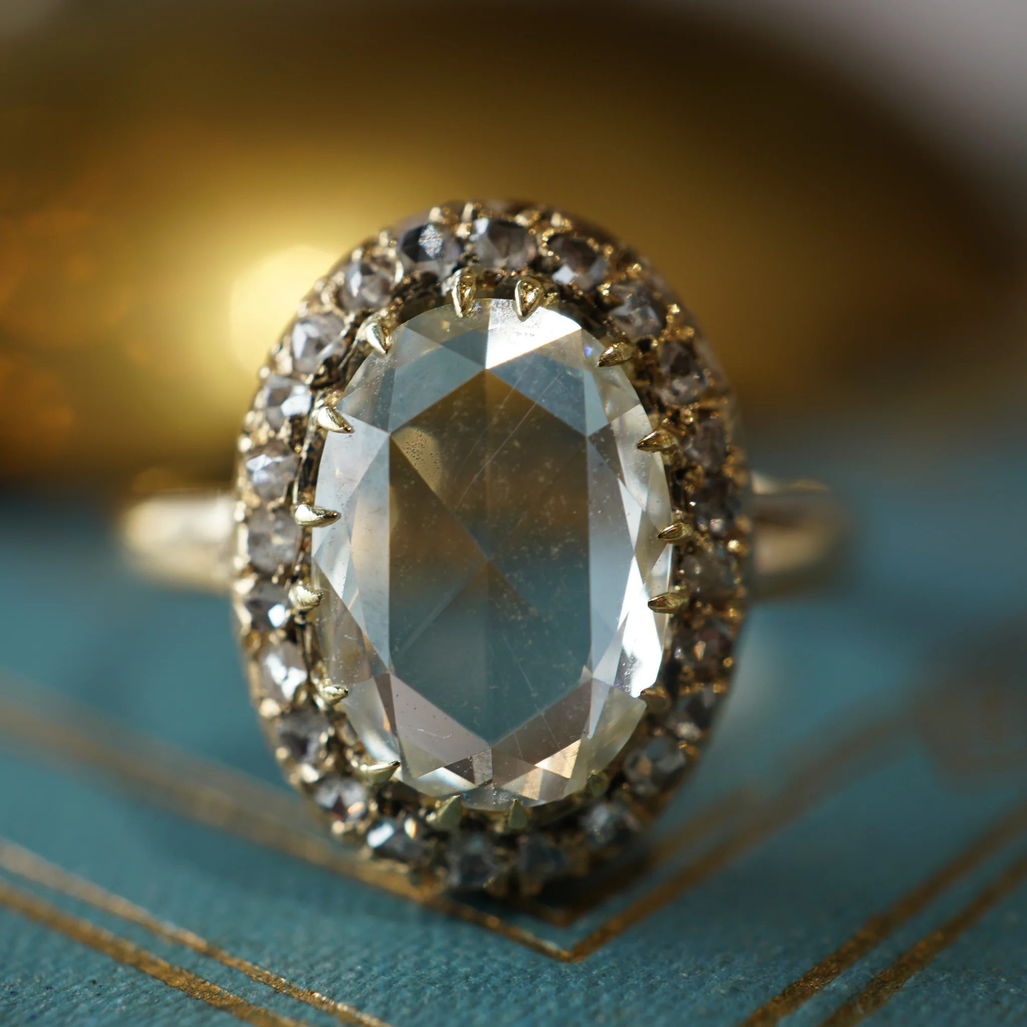 Victorian 1.52 Rose Cut Diamond Engagement Ring in 15k Yellow Gold - Image 4