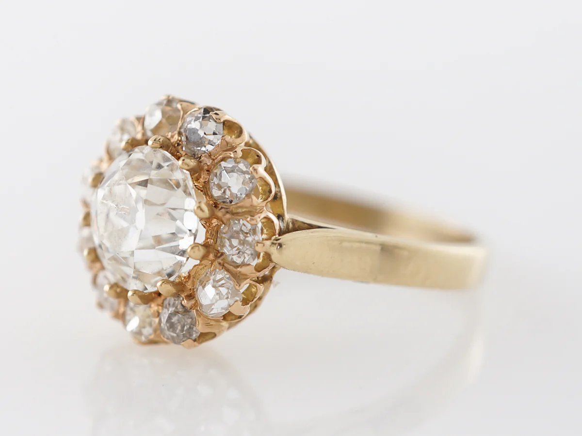 Victorian 1 Carat Diamond Halo Engagement Ring in 14k - Image 2