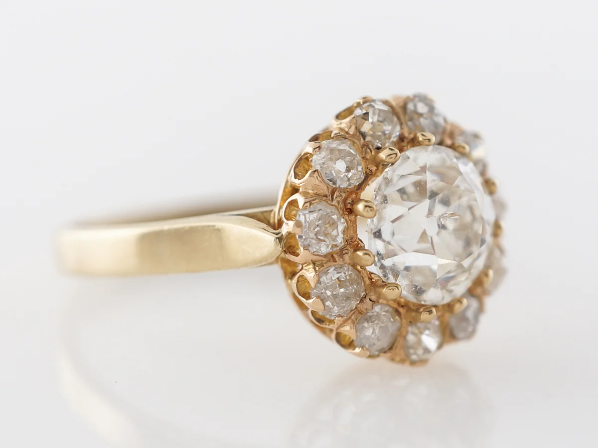 Victorian 1 Carat Diamond Halo Engagement Ring in 14k - Image 3