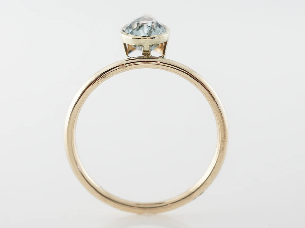 Victorian Aquamarine & Pearl Ring in 14k Yellow Gold - Image 4