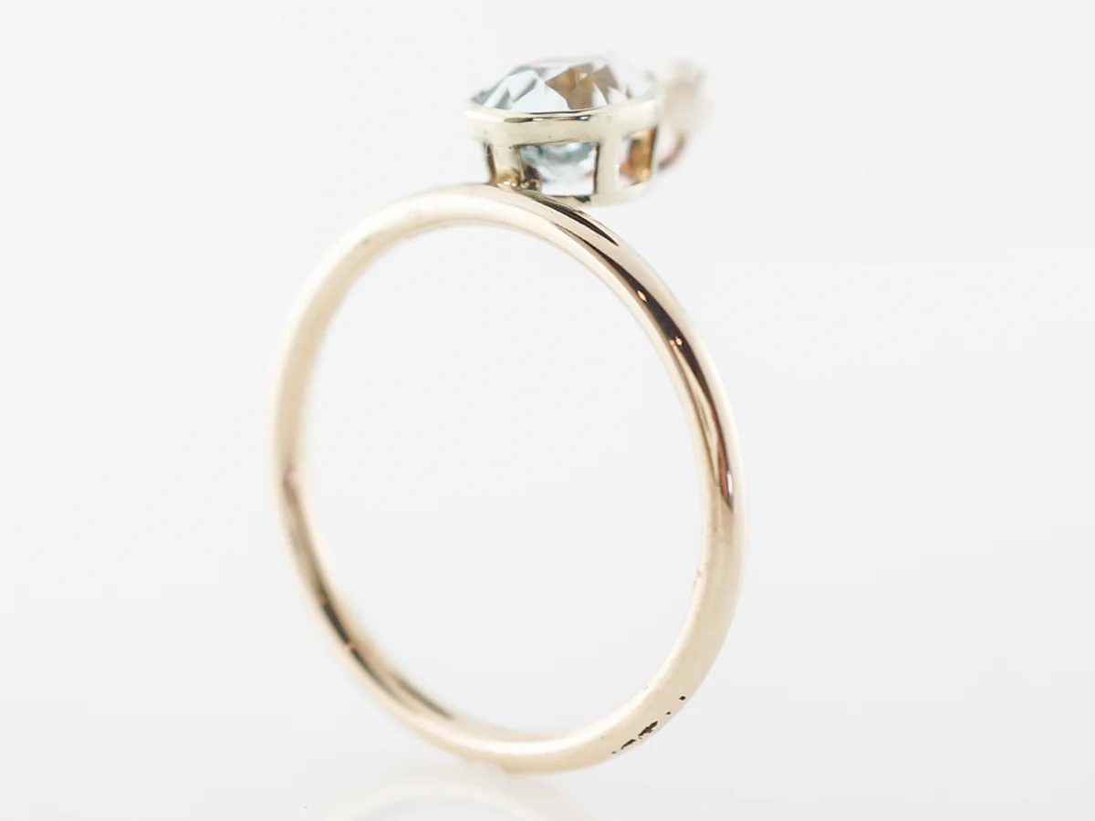 Victorian Aquamarine & Pearl Ring in 14k Yellow Gold - Image 5