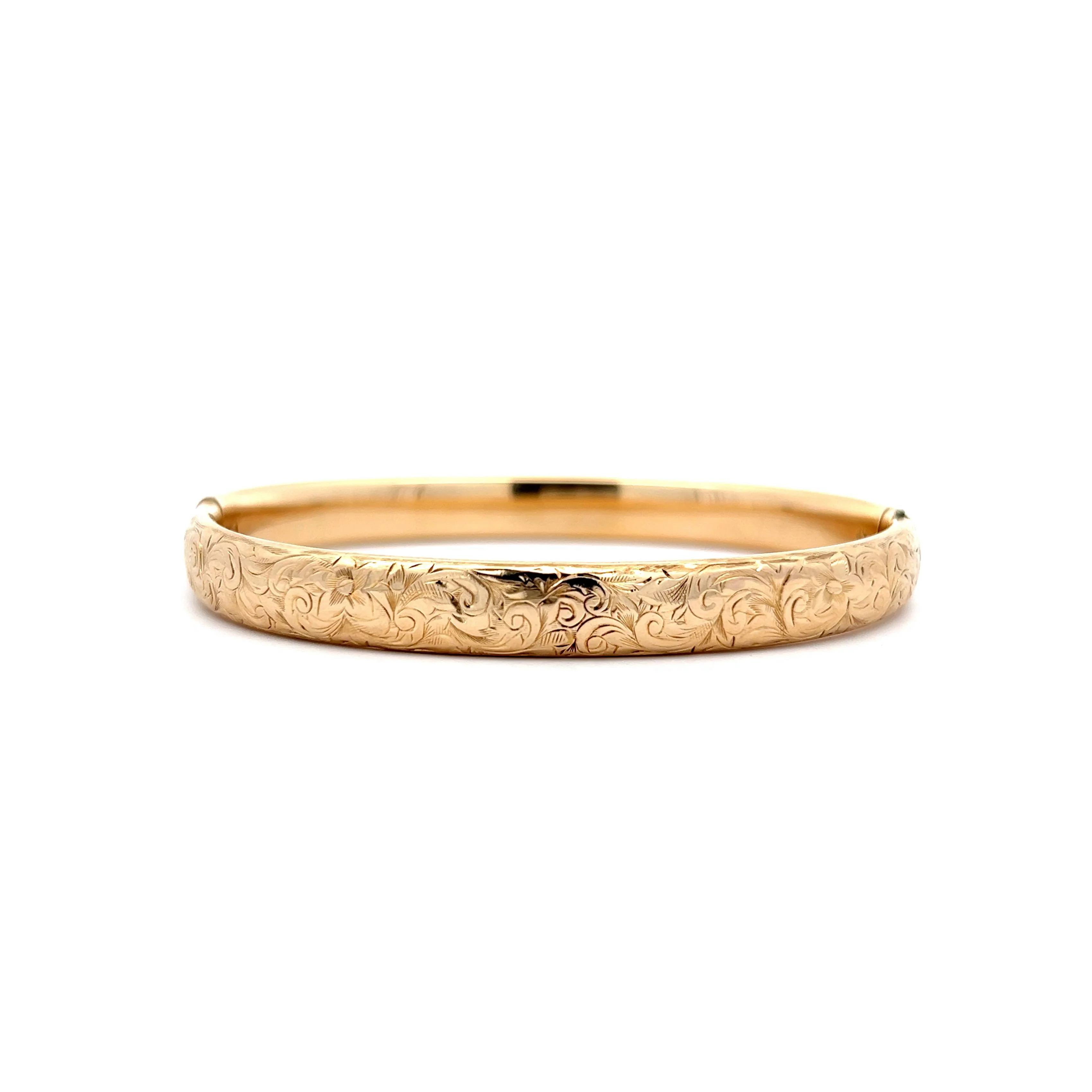 Victorian Bangle Cuff Bracelet in 14k Yellow Gold
