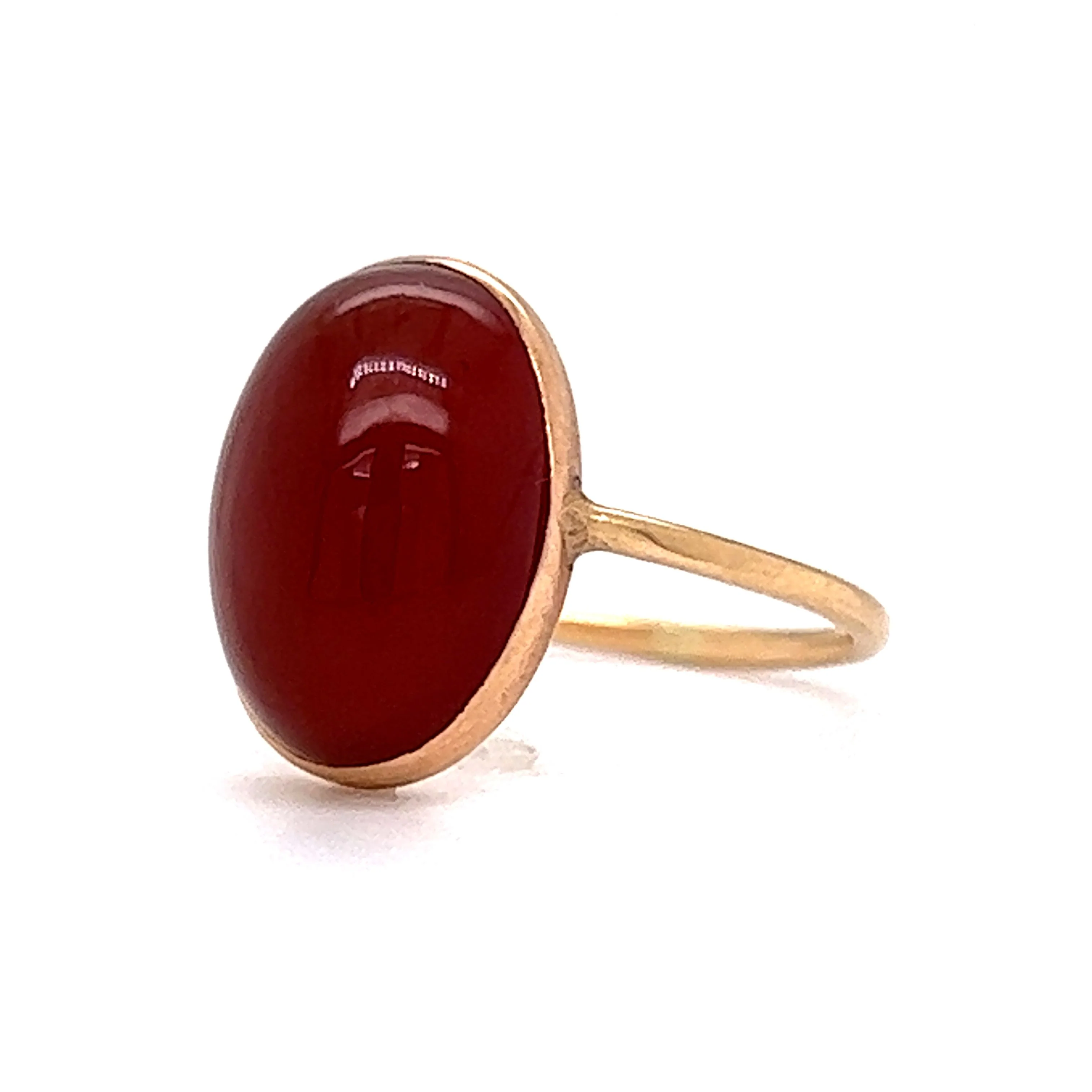 Victorian Bezel Set Carnelian Cocktail Ring in 14k Yellow Gold - Image 2