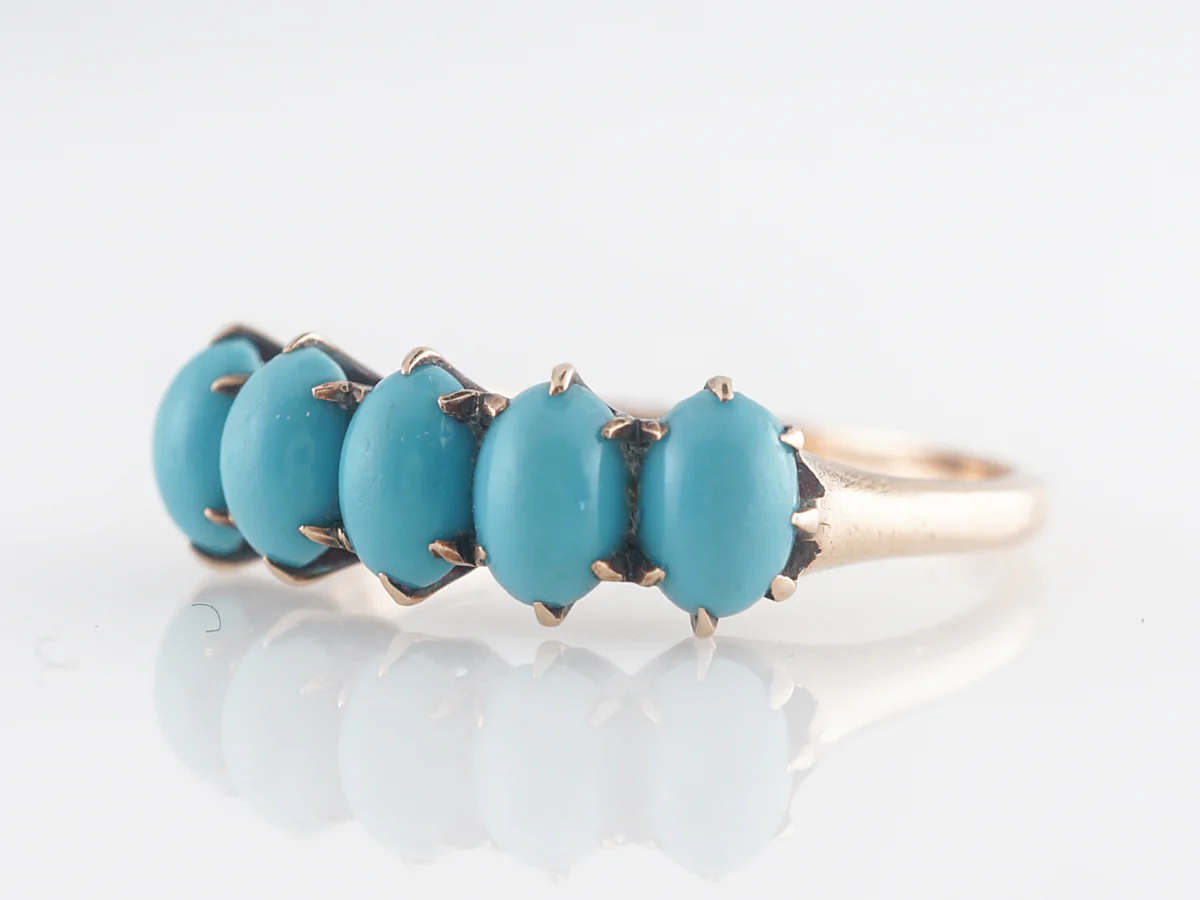 Victorian Cabochon Cut Turquoise Ring 12k - Image 2