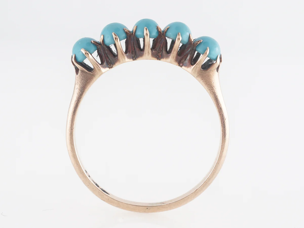 Victorian Cabochon Cut Turquoise Ring 12k - Image 4