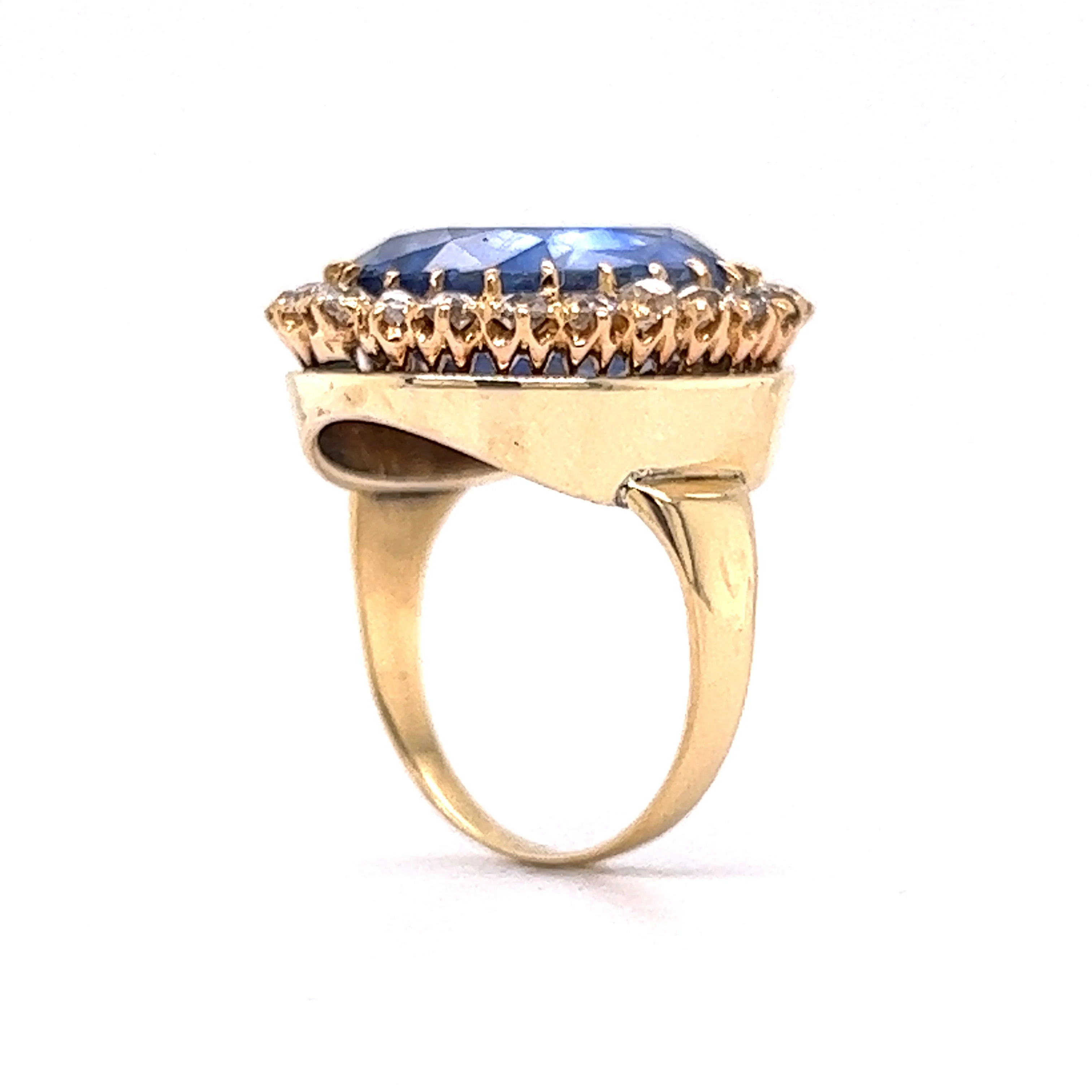 Victorian Ceylon Sapphire & Diamond Cocktail Ring in 18k - Image 4