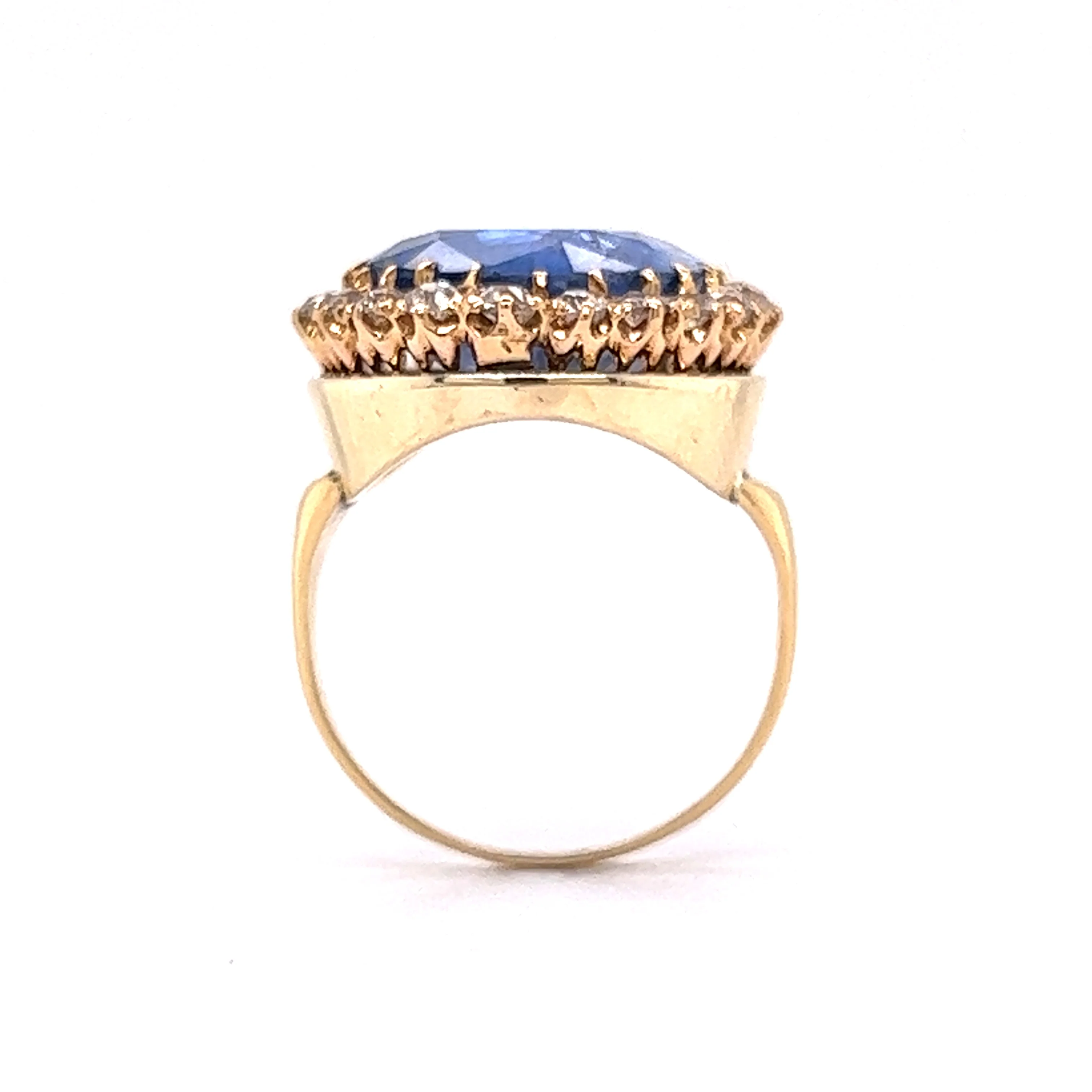 Victorian Ceylon Sapphire & Diamond Cocktail Ring in 18k - Image 5
