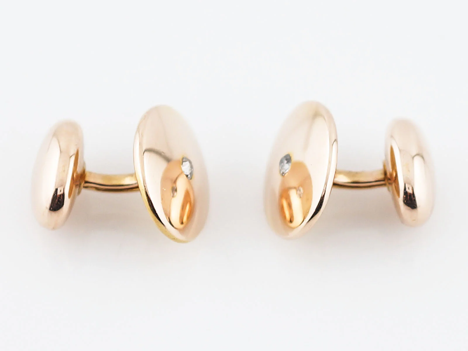 Victorian Cufflinks .10 Old European Cut Diamonds in 14k Yellow Gold