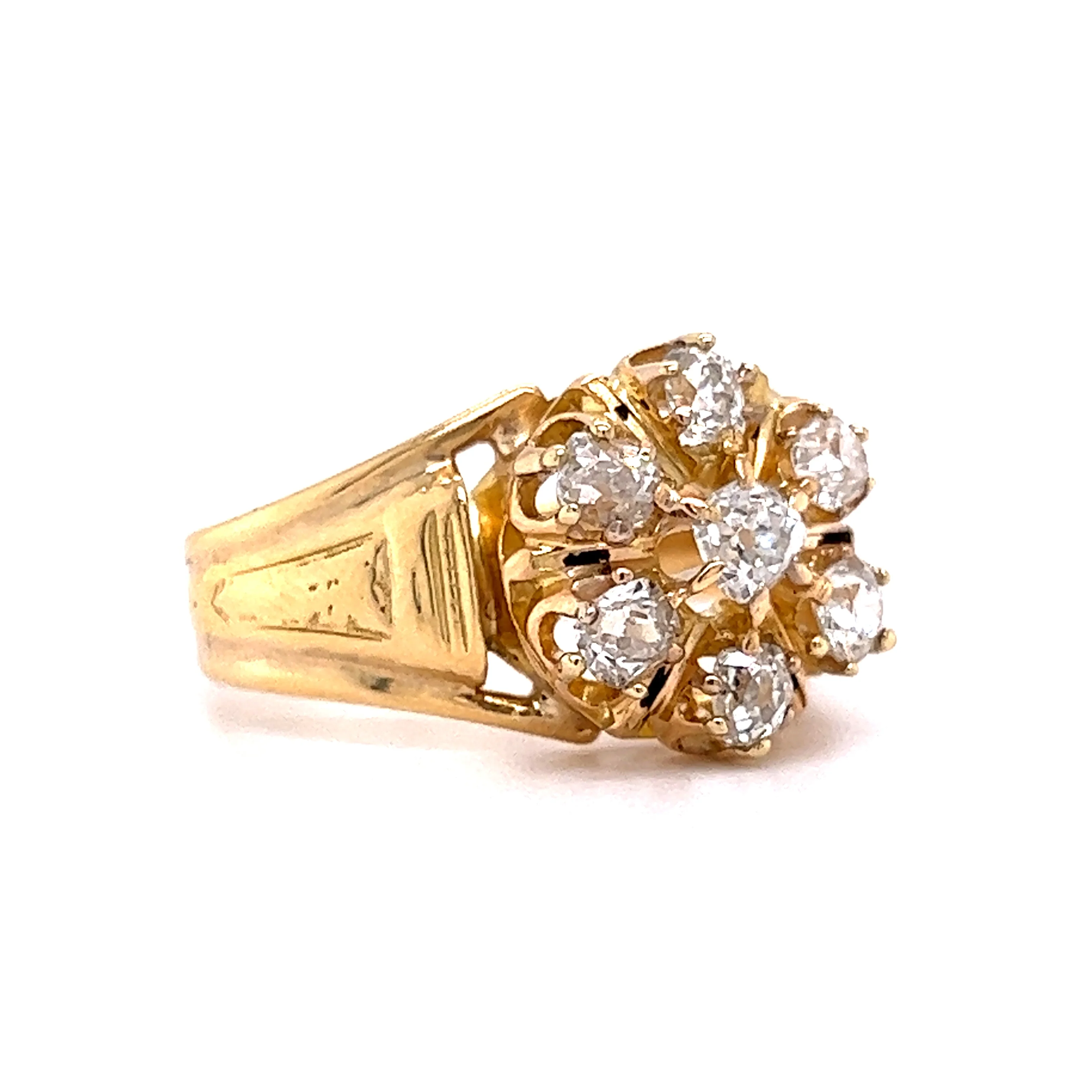 Victorian Diamond Cluster Cocktail Ring in 18k Yellow Gold - Image 3