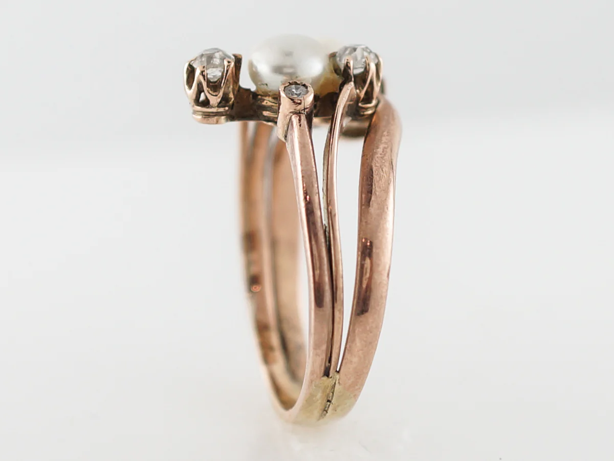 Victorian Diamond & Pearl Right Hand Ring 14k - Image 5