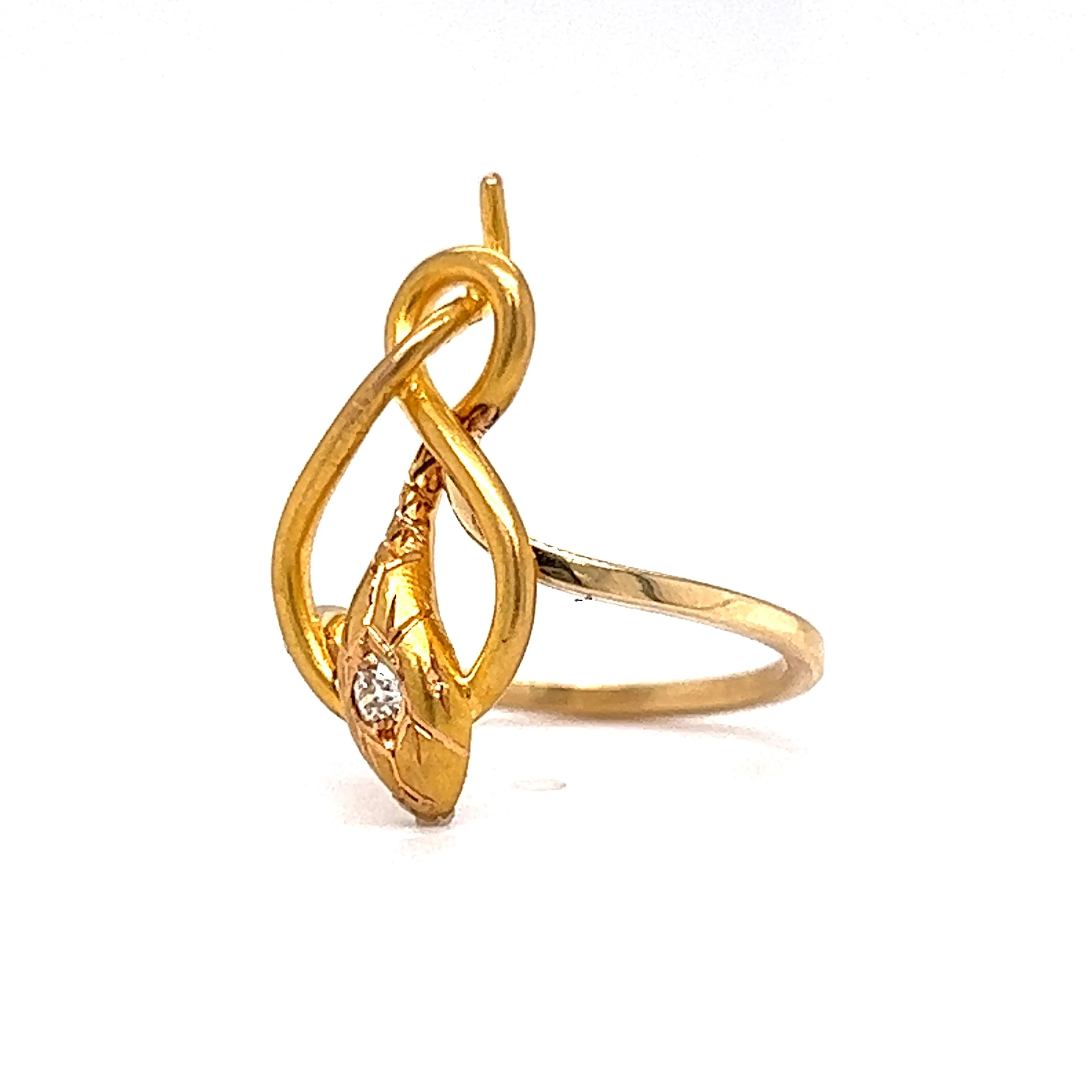 Victorian Diamond Snake Knot Ring in 18k Yellow Gold - Image 2