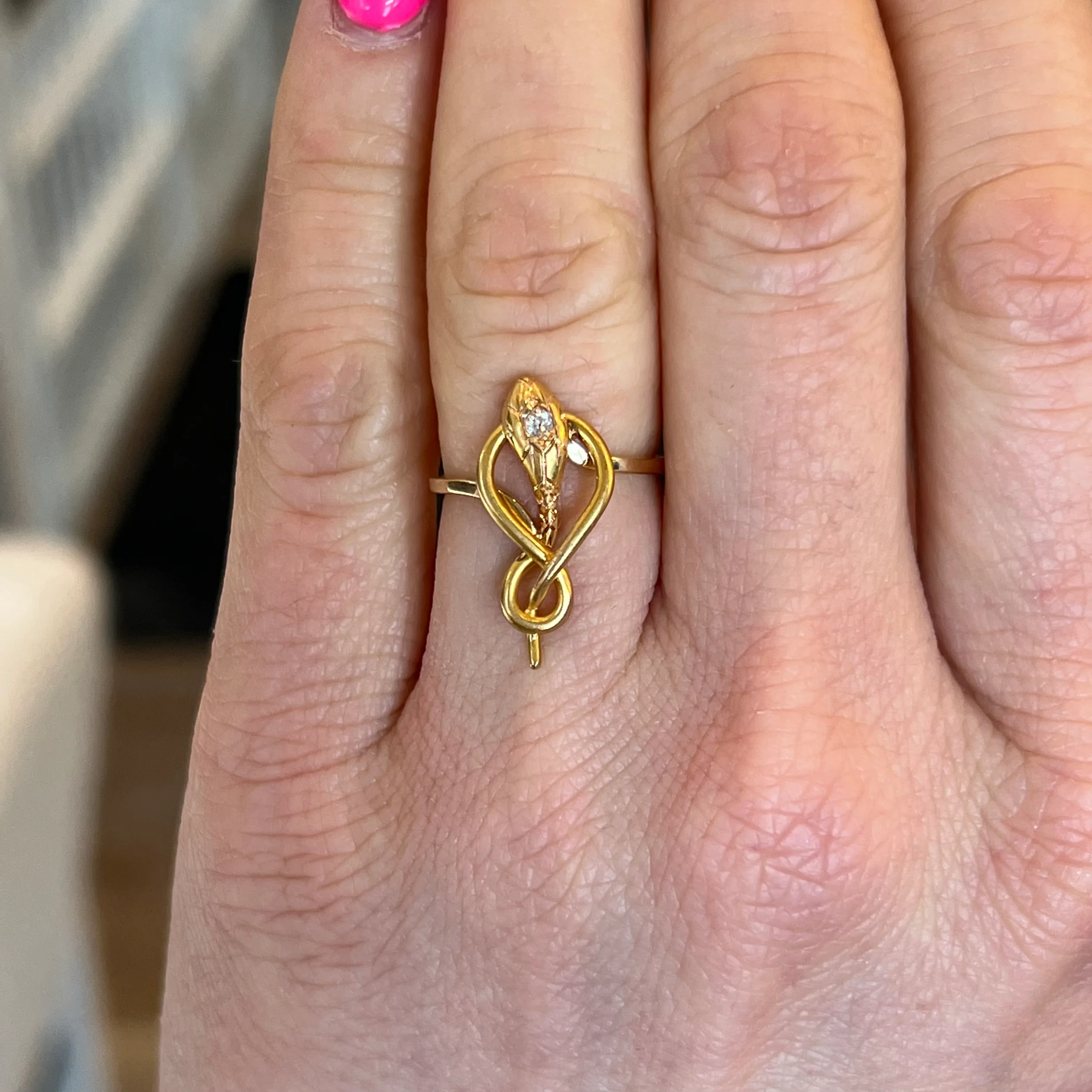 Victorian Diamond Snake Knot Ring in 18k Yellow Gold - Image 6