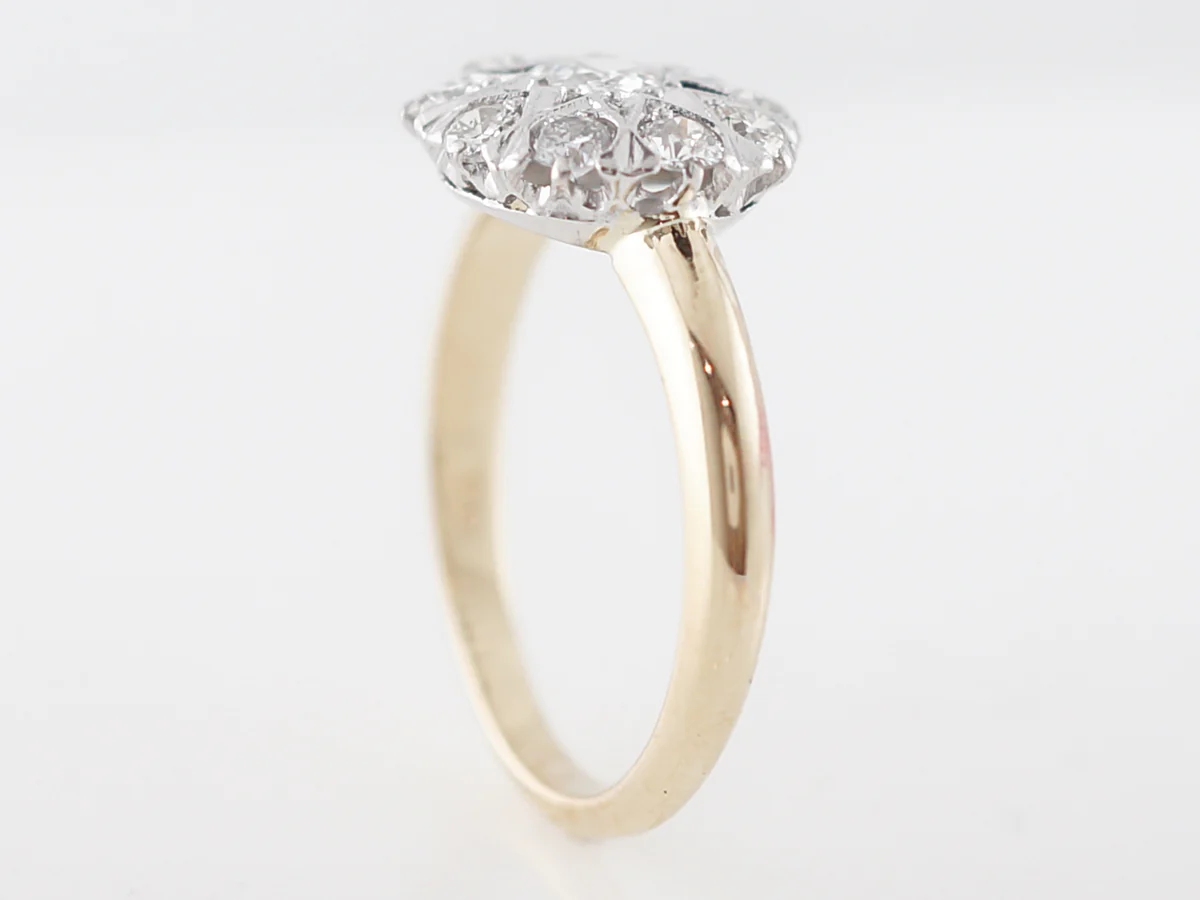 Two-Tone Victorian European Cut Diamond Cluster Ring - Image 5