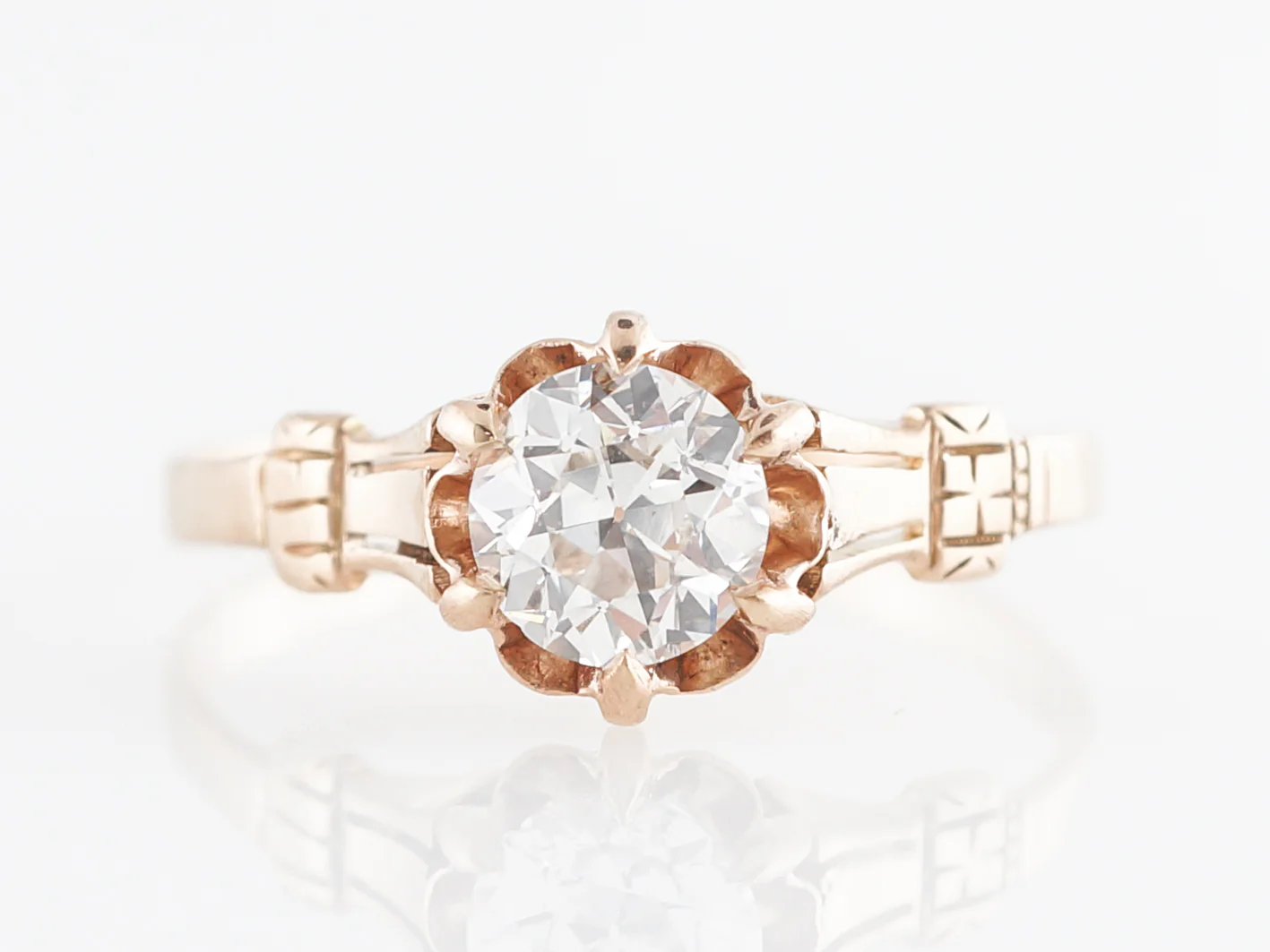 Victorian European Cut Engagement Ring in Rose Gold