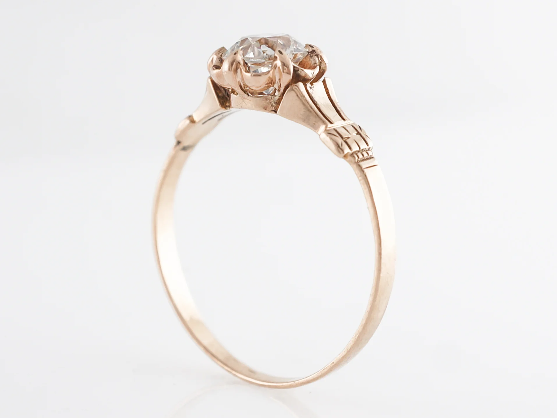 Victorian European Cut Engagement Ring in Rose Gold - Image 5