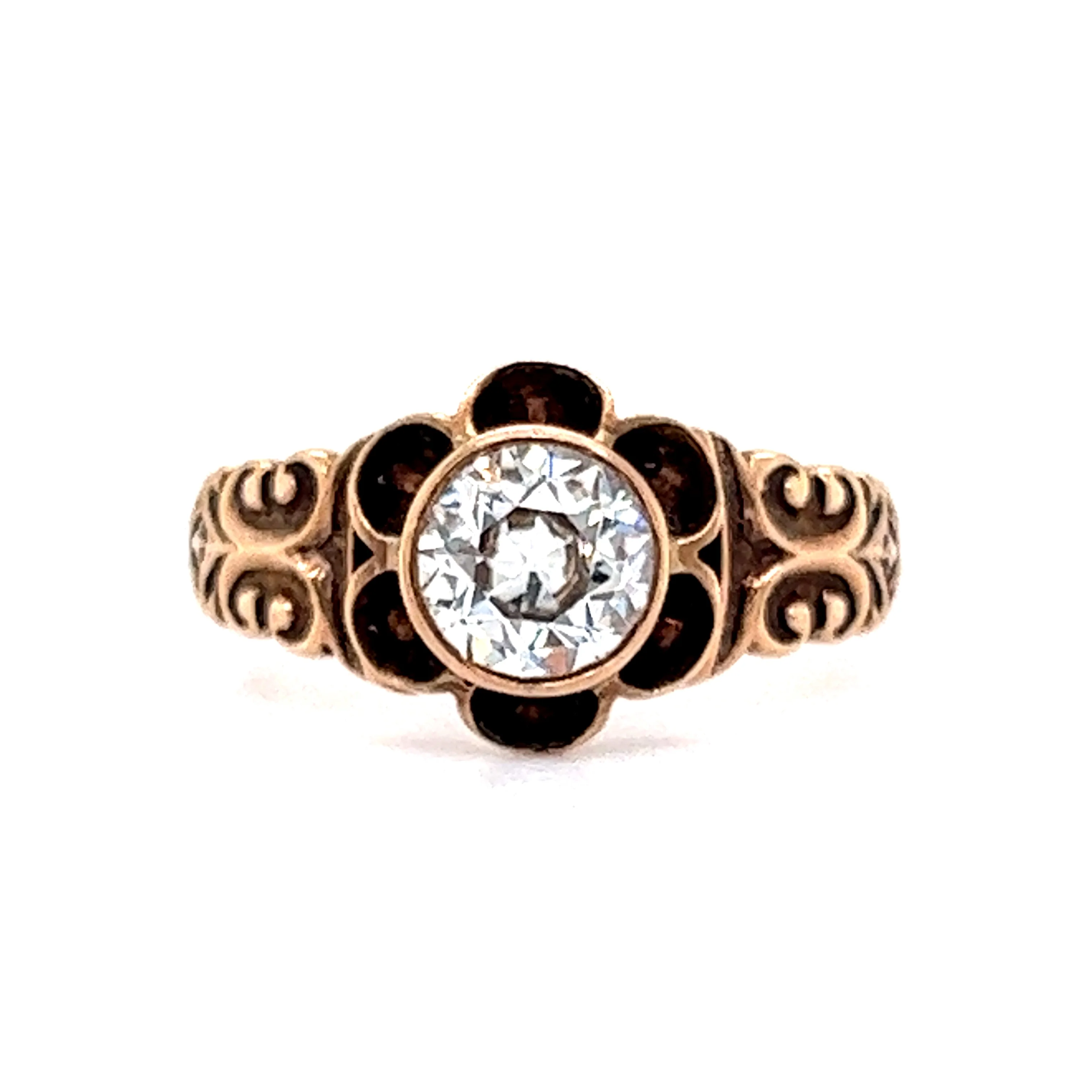 Victorian European Diamond Engagement Ring in 14K Rose Gold
