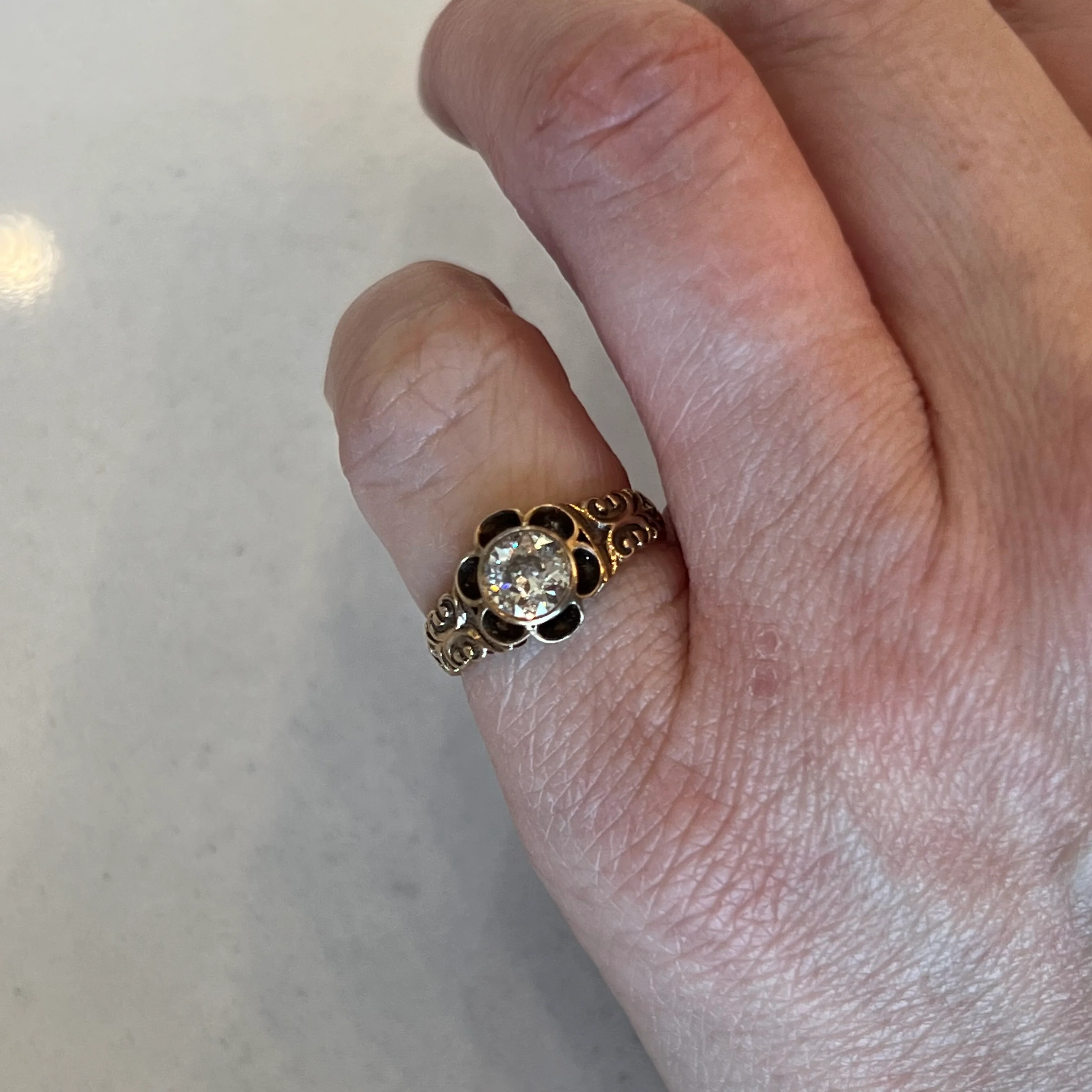 Victorian European Diamond Engagement Ring in 14K Rose Gold - Image 6