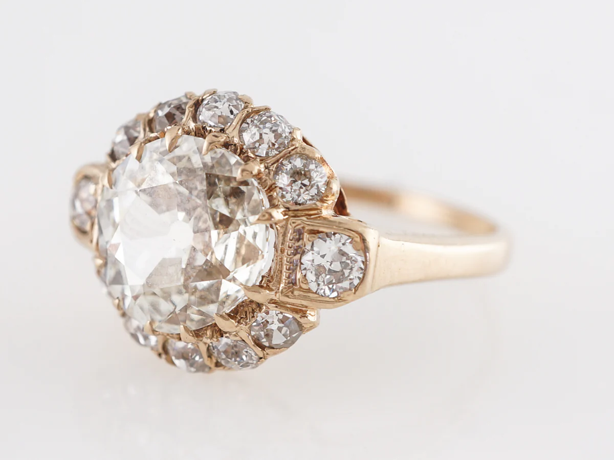 Victorian Halo Diamond Engagement Ring in Yellow Gold - Image 2