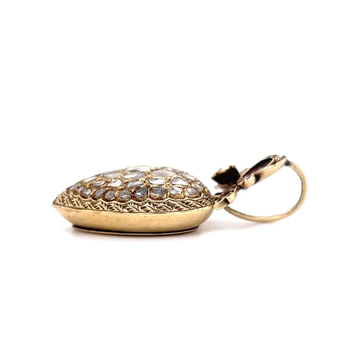 Victorian Heart Pendant w/ Rose Cut Diamonds in 14k - Image 3