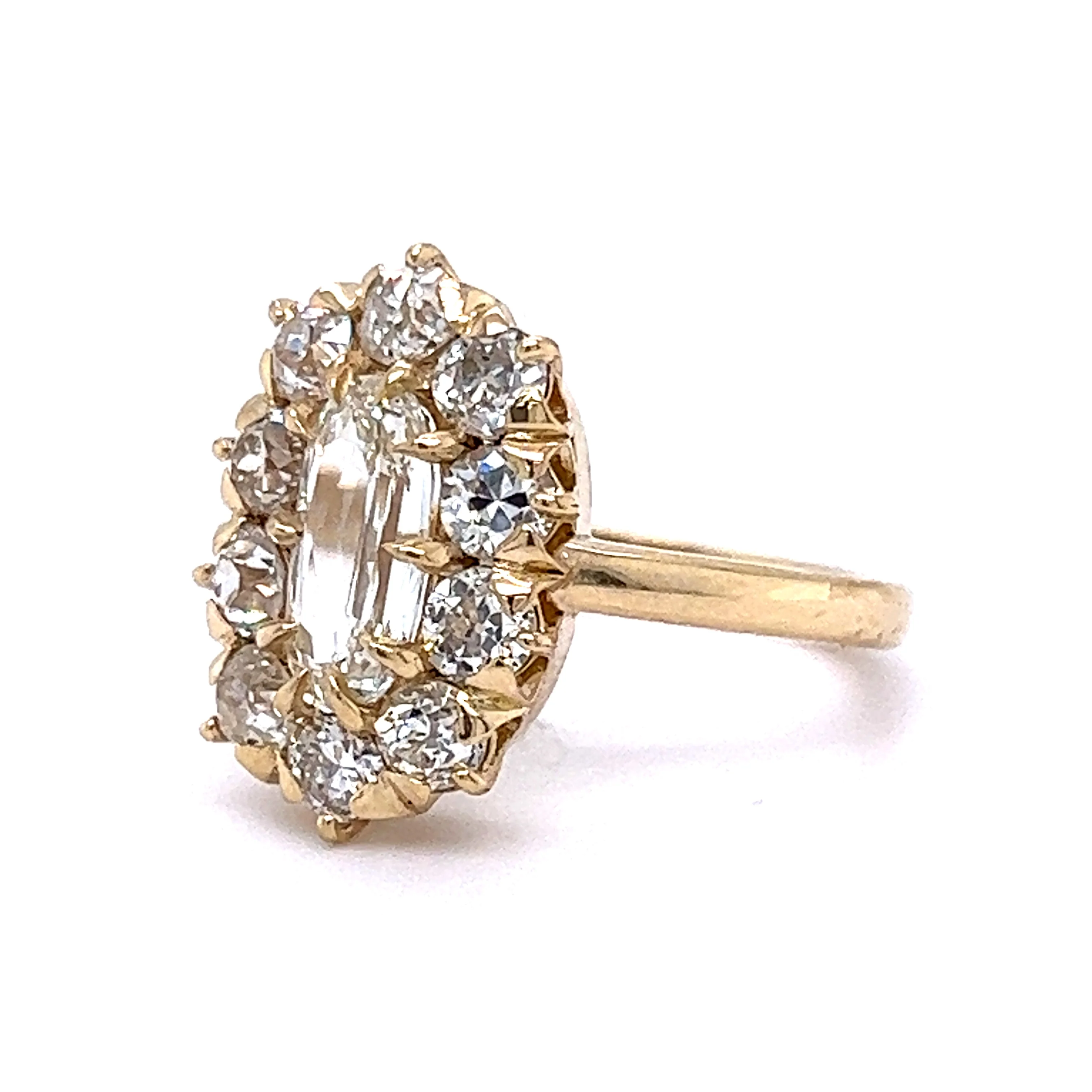 Victorian Inspired Oval Diamond Cluster Engagement Ring in 14k Gold - Image 2