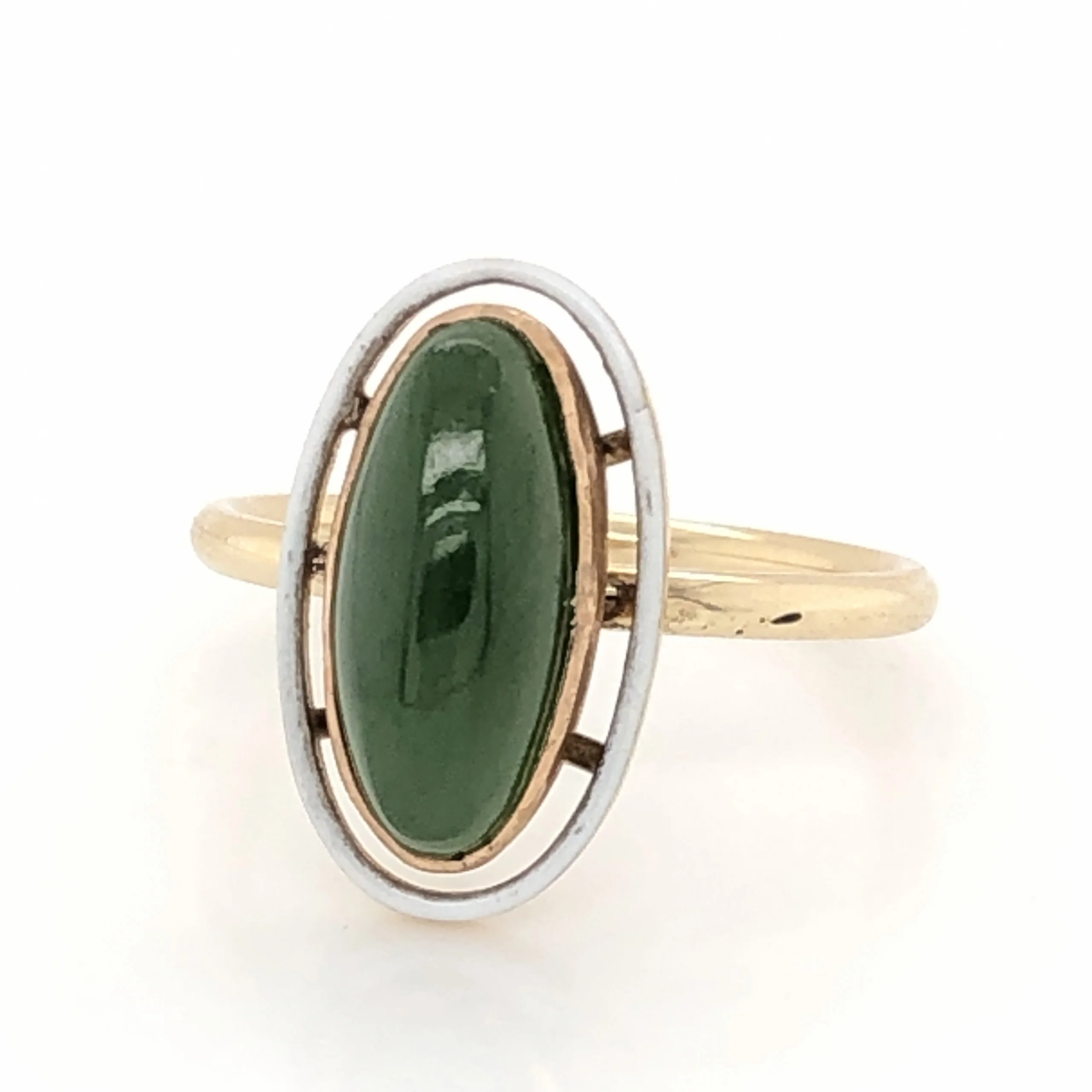 Victorian Jade Right Hand Ring in 14k Yellow Gold - Image 2