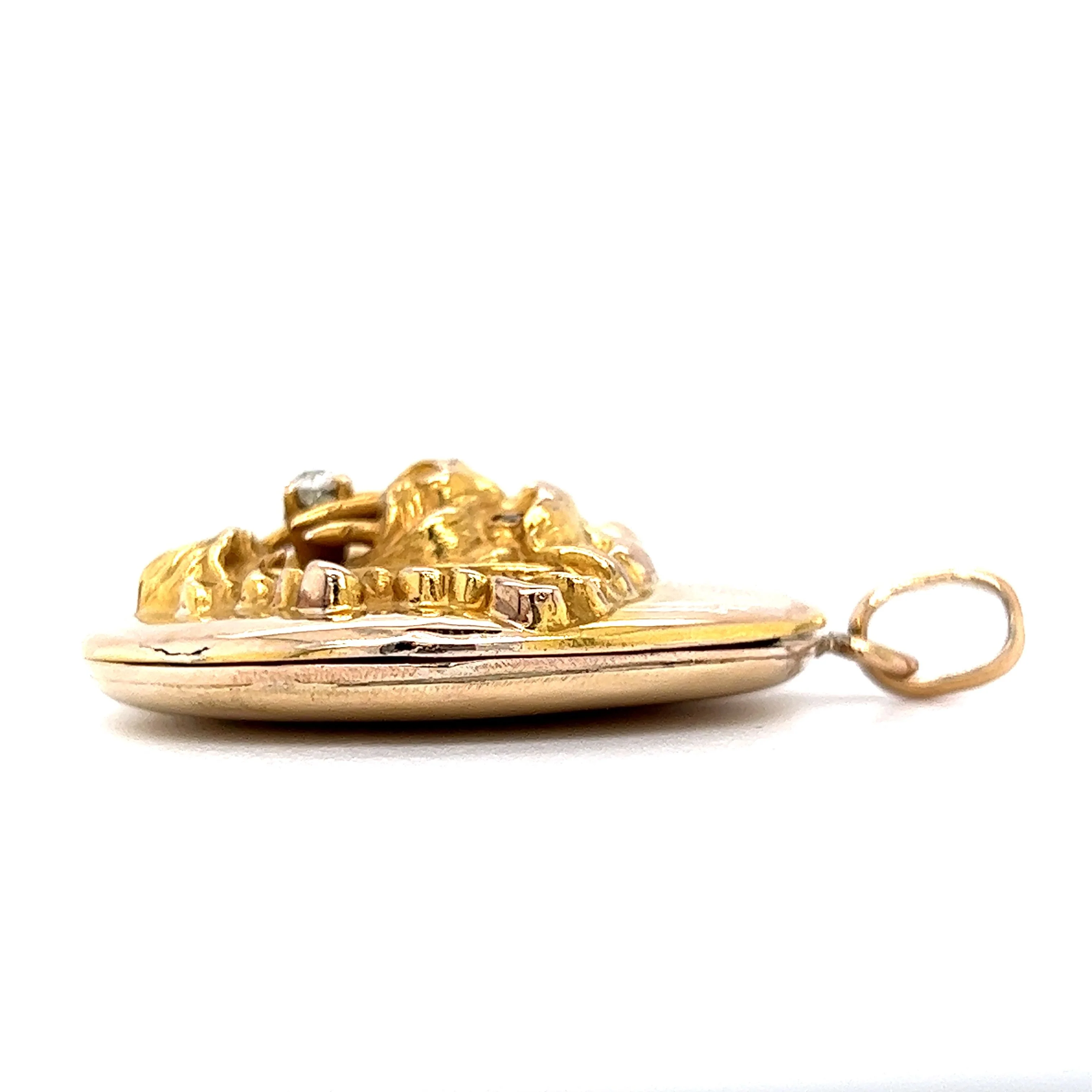 Victorian Lion Head Applique Locket in 10k & 14k Yellow Gold - Image 3