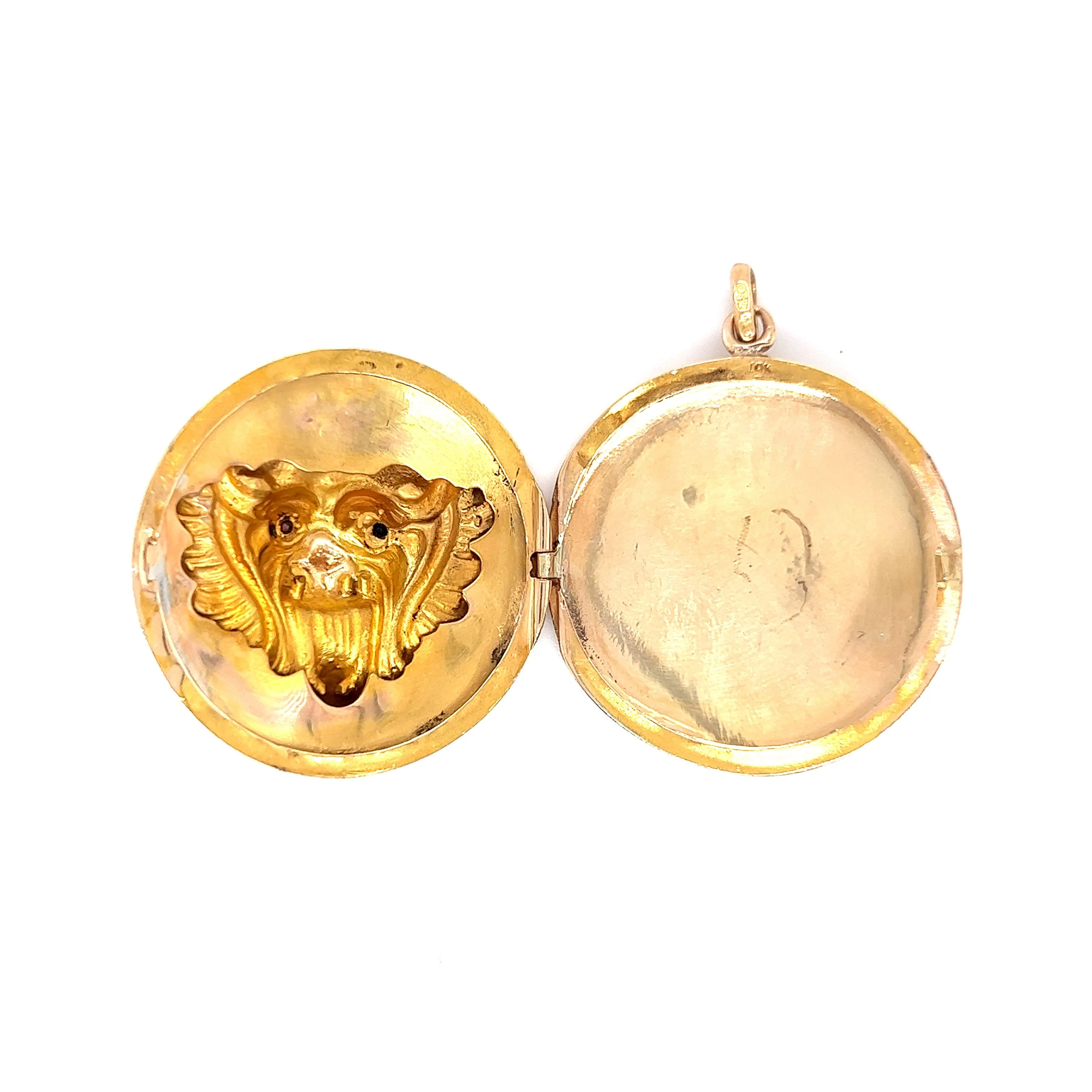 Victorian Lion Head Applique Locket in 10k & 14k Yellow Gold - Image 4