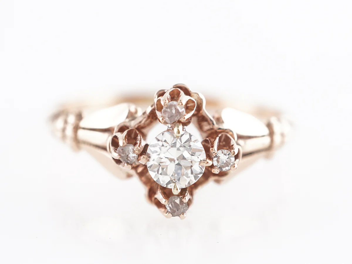 Victorian Old Euro Diamond Engagement Ring in 14K