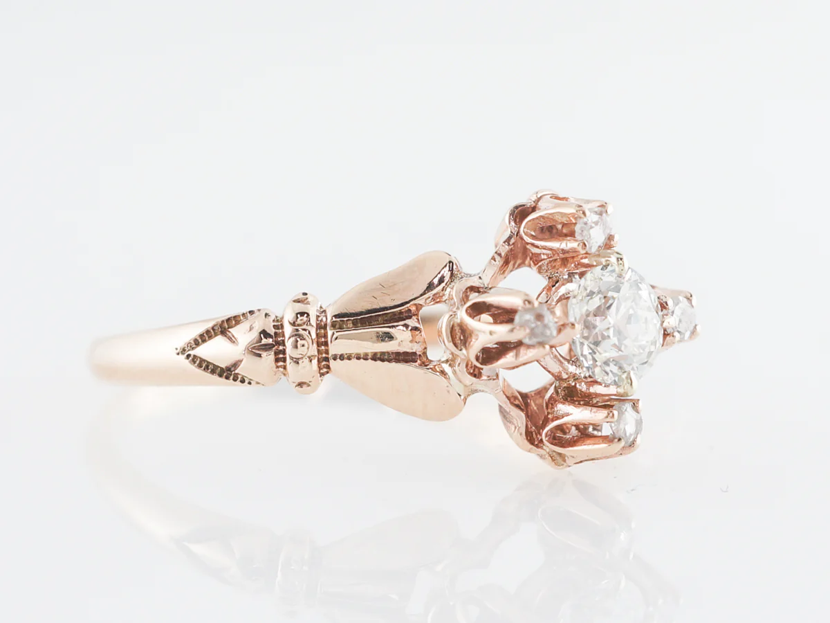Victorian Old Euro Diamond Engagement Ring in 14K - Image 3