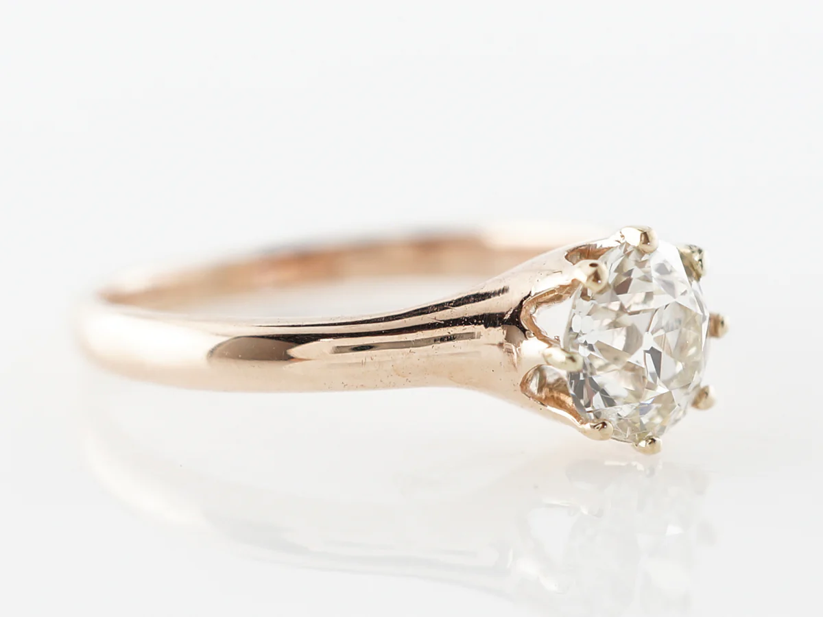 Victorian Old Euro Diamond Engagement Ring in Yellow Gold - Image 3