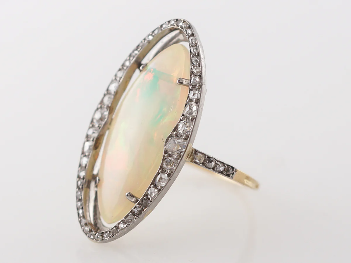 Victorian Opal & Diamond Cocktail Ring in Sterling Silver & Gold - Image 2