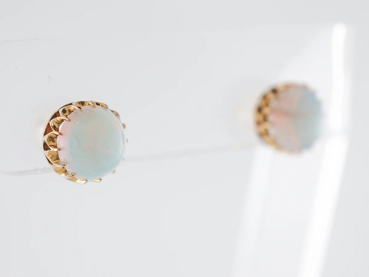 Victorian Opal Earrings 2 Carats in 18k Yellow Gold - Image 2