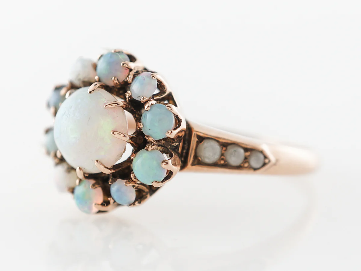 Victorian Opal Halo Ring in 12k Rose Gold - Image 2