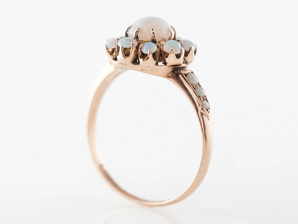 Victorian Opal Halo Ring in 12k Rose Gold - Image 5