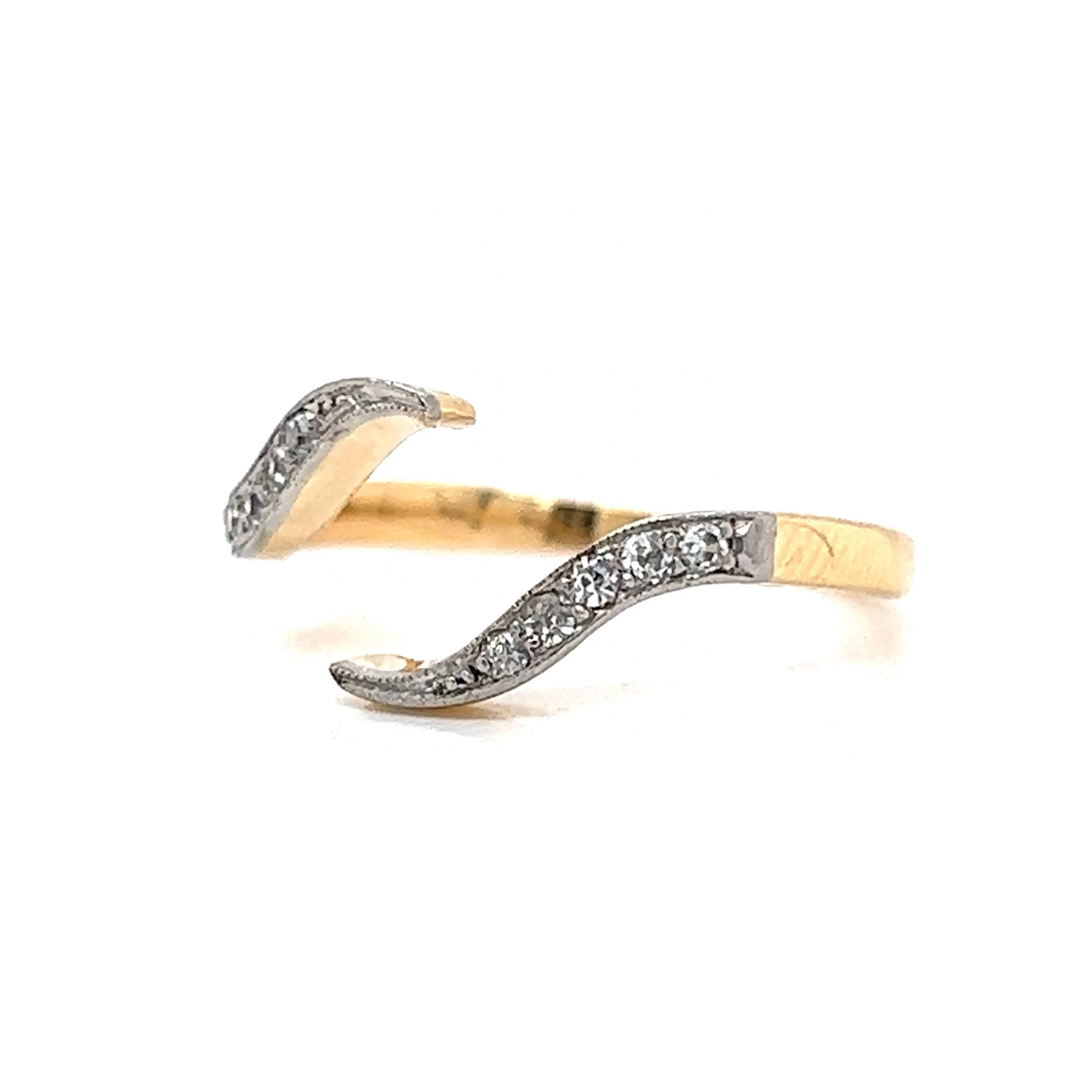 Victorian Open Diamond Ring in 14k Yellow & White Gold - Image 2