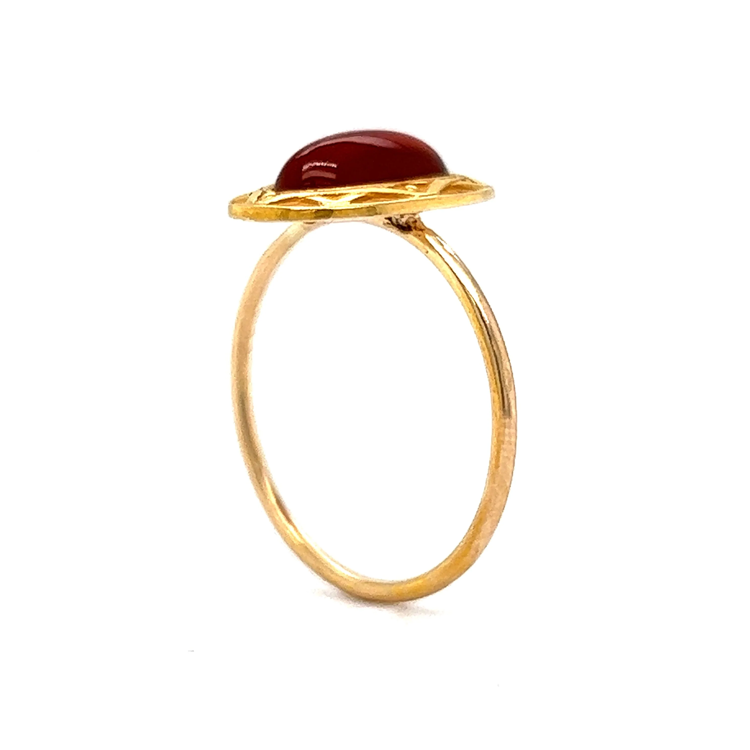 Victorian Ornate Carnelian Ring in 10k Yellow Gold - Image 5