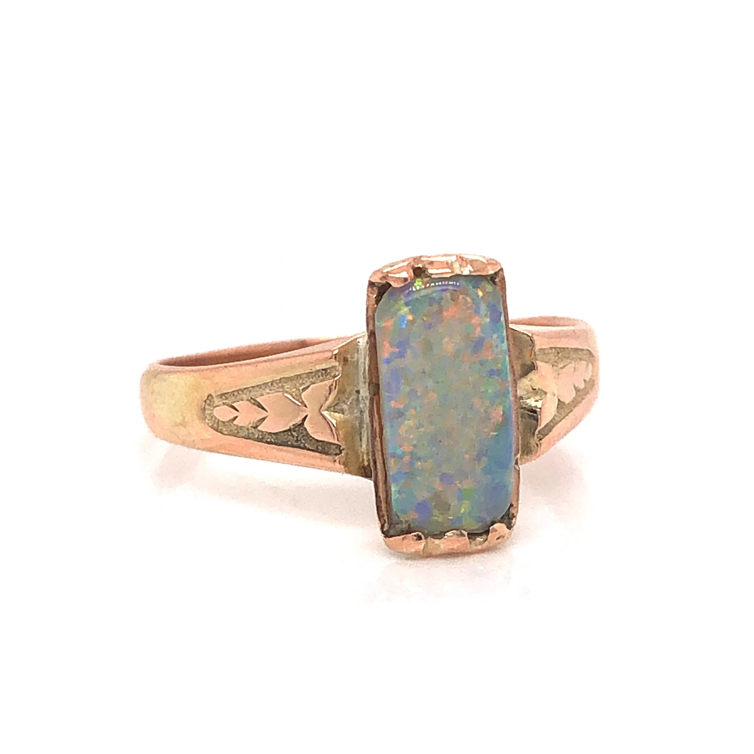 Victorian Rectangular Opal Ring in 14k Yellow Gold - Image 3