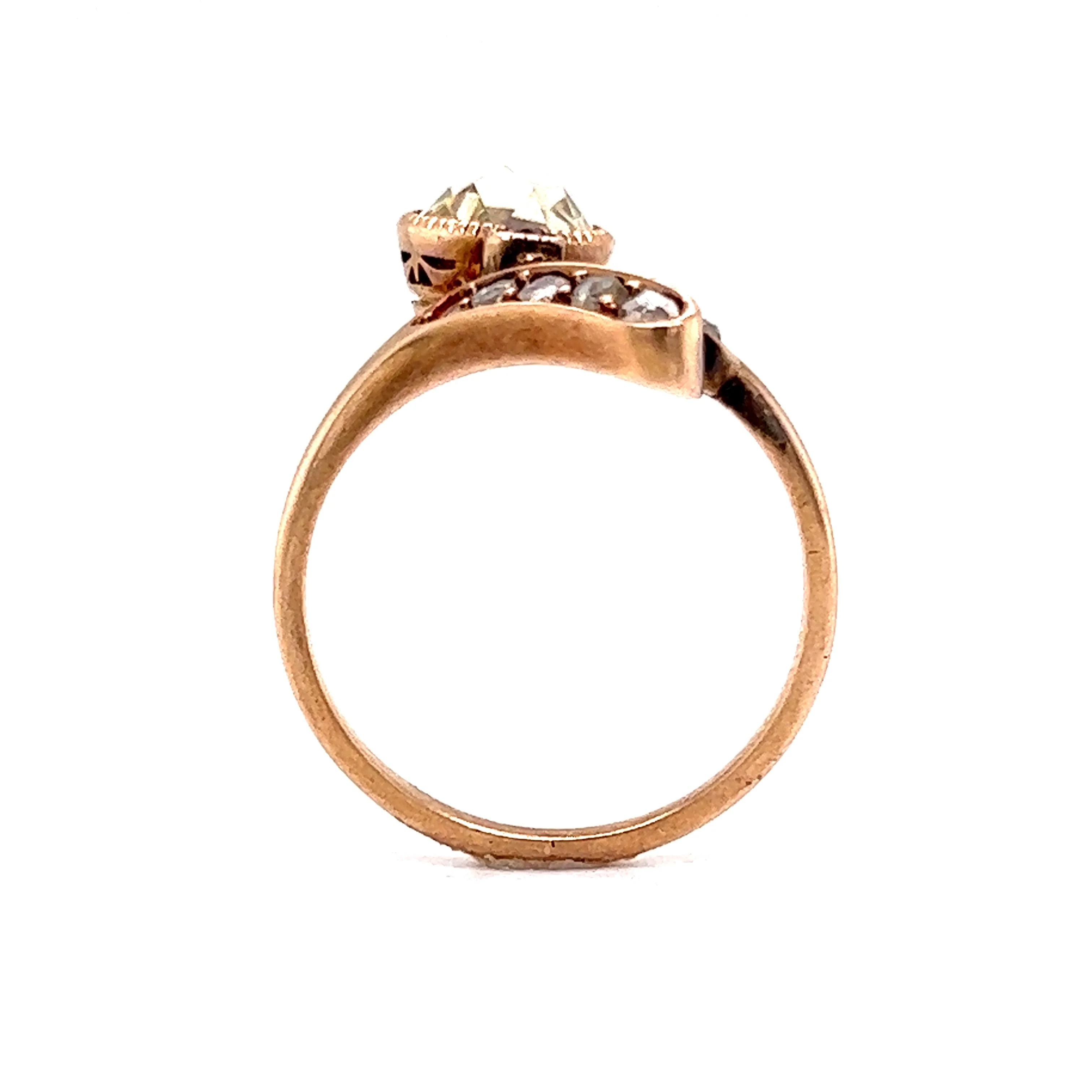 Victorian Rose Cut Diamond Passby Ring in 14k Rose Gold - Image 4
