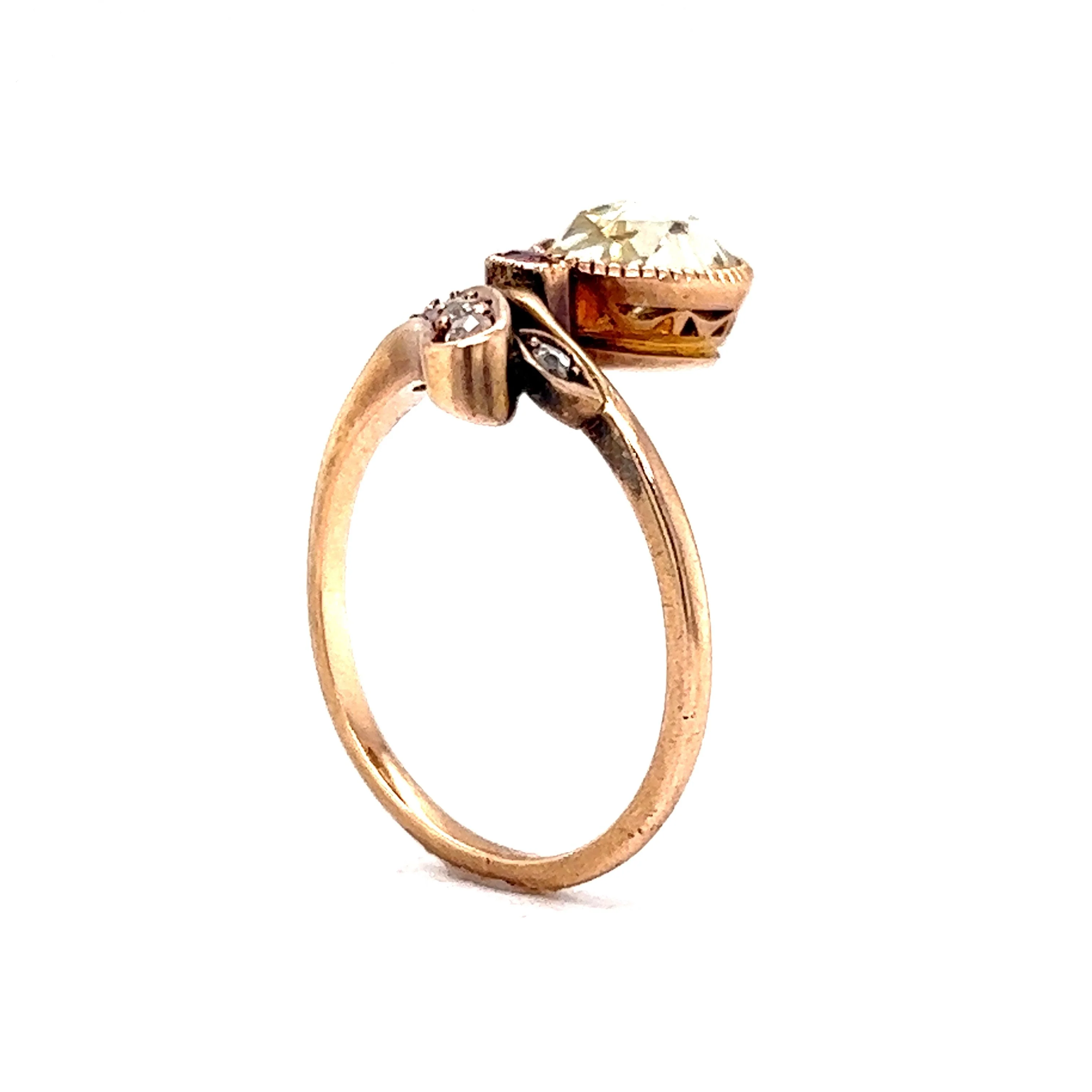 Victorian Rose Cut Diamond Passby Ring in 14k Rose Gold - Image 5