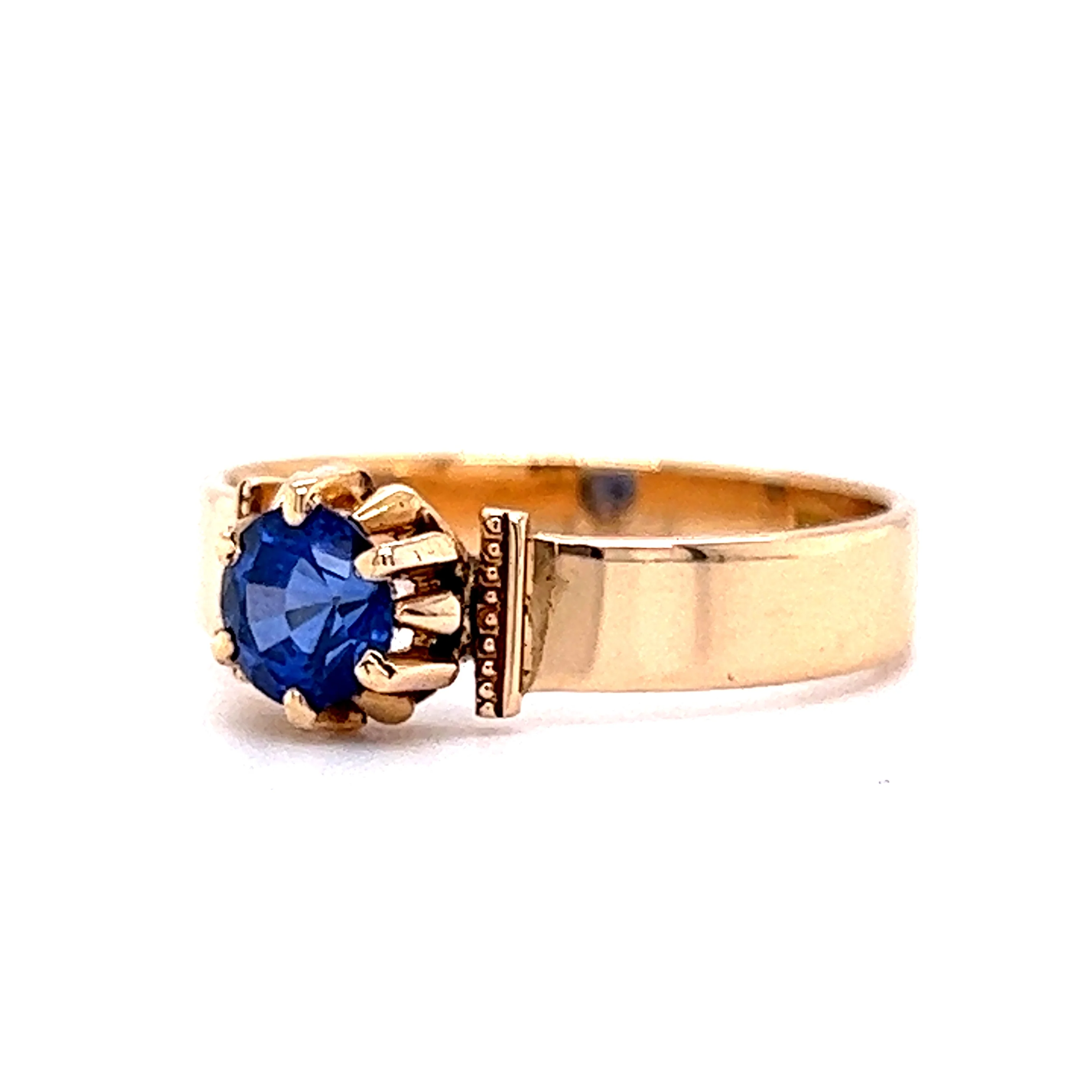 Victorian Round Cut Sapphire Engagement Ring in 18k - Image 2