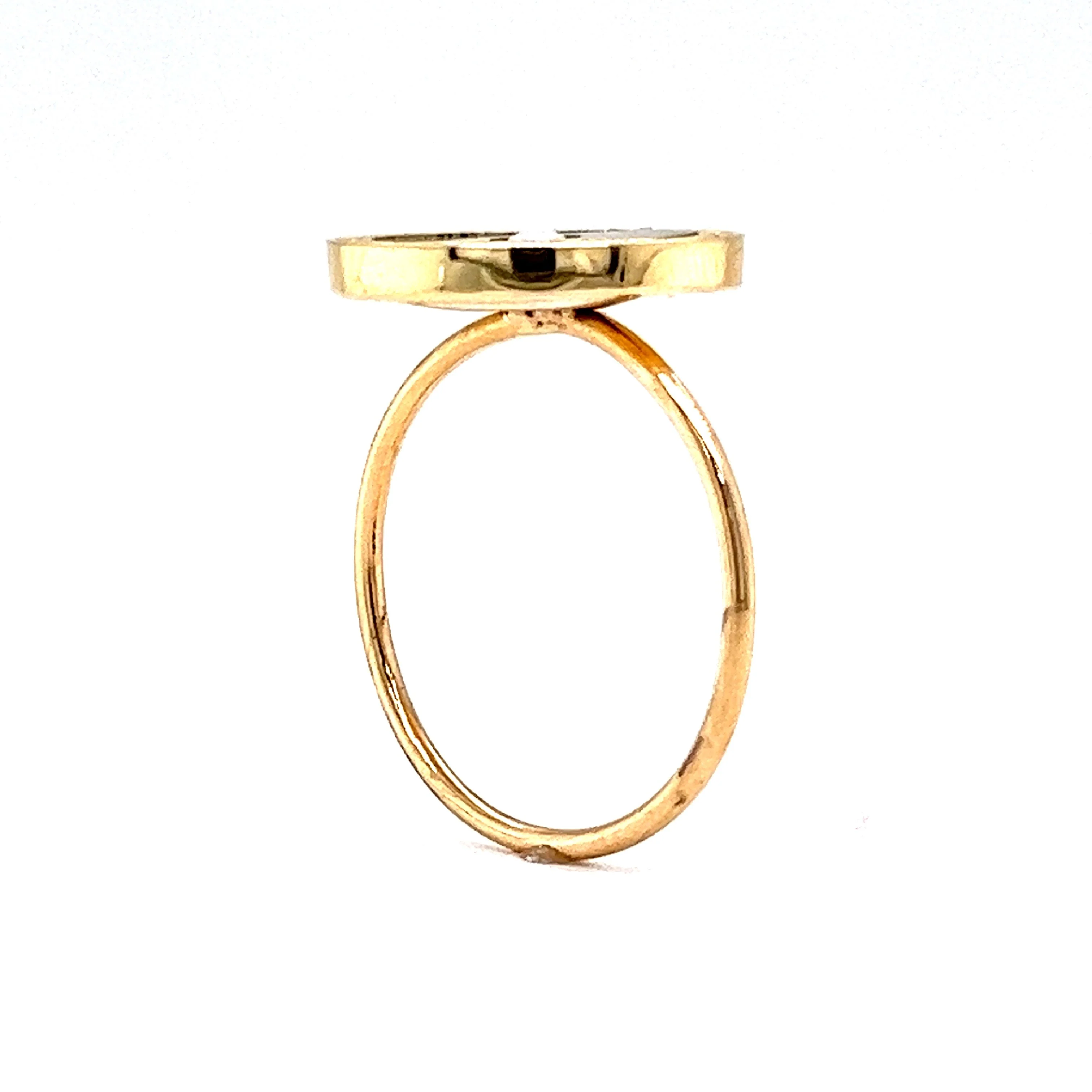 Victorian Round Onyx & Pearl Ring in 14k Yellow Gold - Image 5
