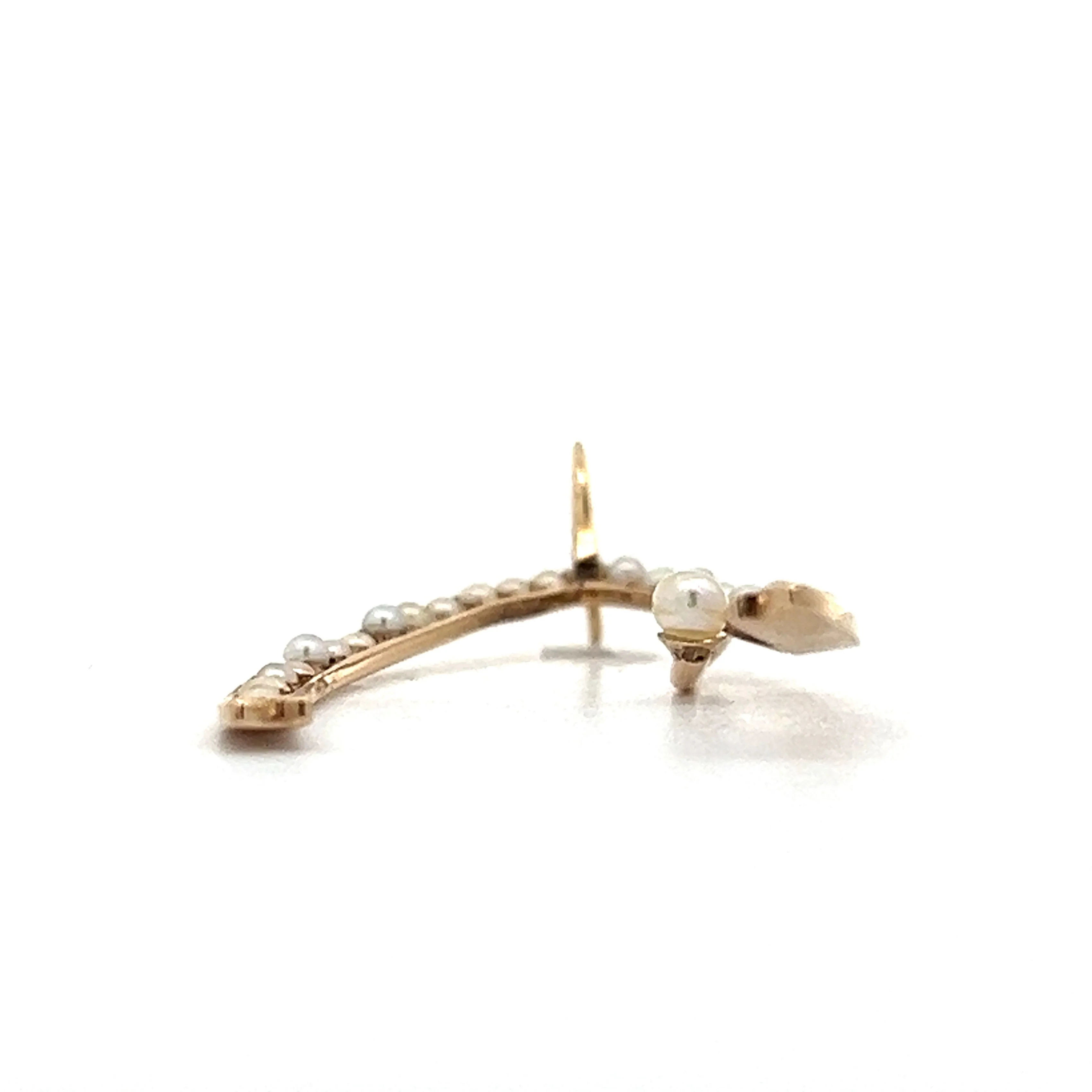 Victorian Seed Pearl Horseshoe Pendant in 14k Yellow Gold - Image 2