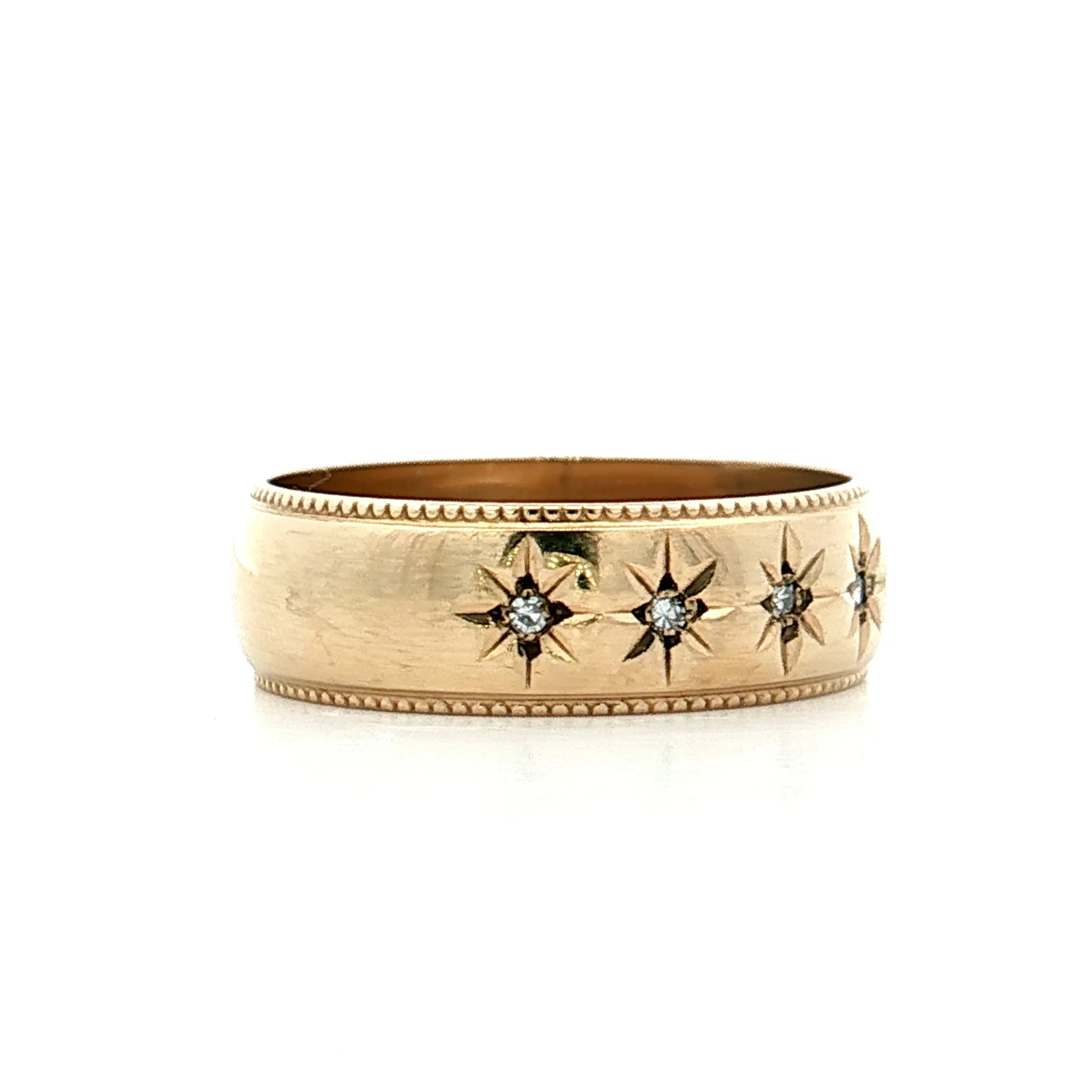 Victorian Starburst Diamond Band 9k Yellow Gold - Image 3