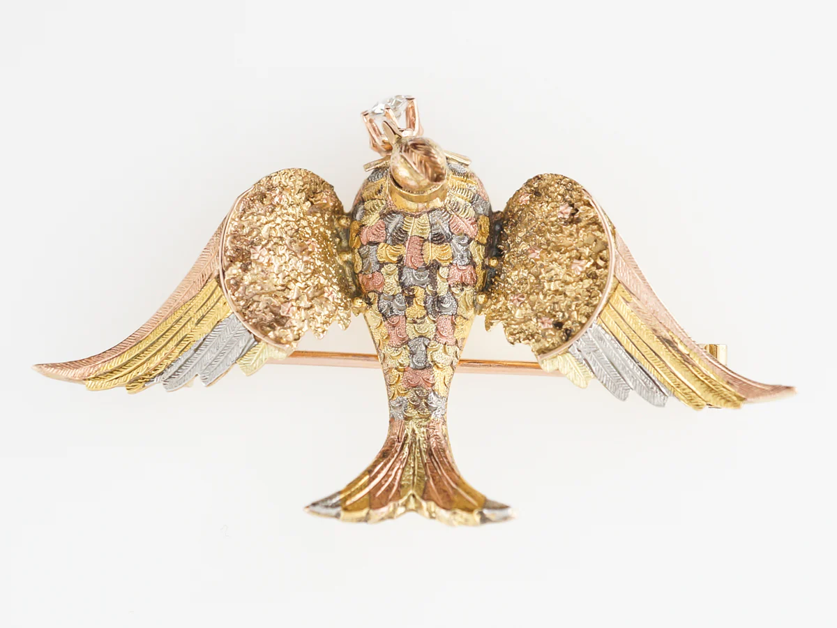 Victorian Swallow Pendant in 14k Yellow & Rose Gold