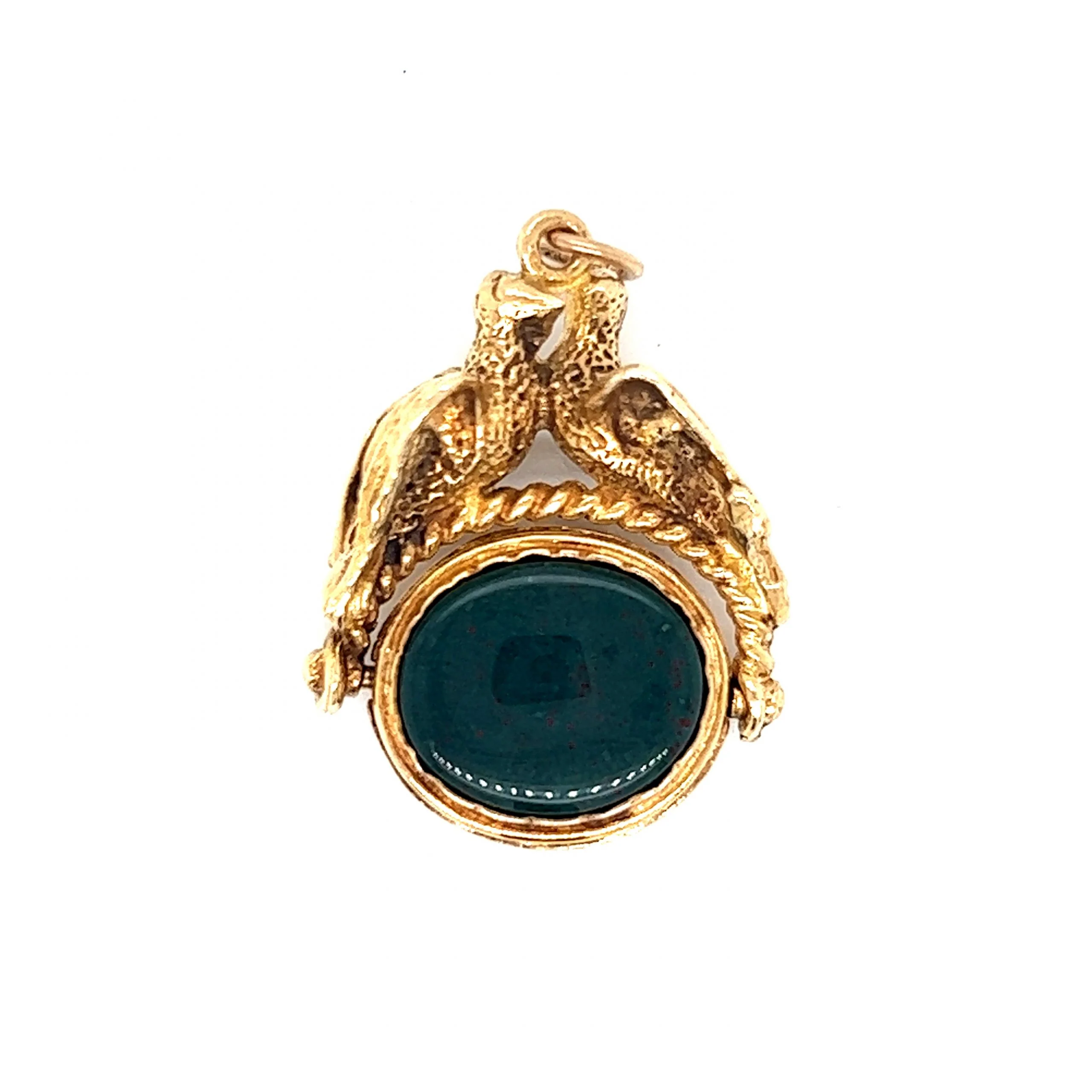 Victorian Tiger's Eye & Bloodstone Pendant in 14k Yellow Gold - Image 3
