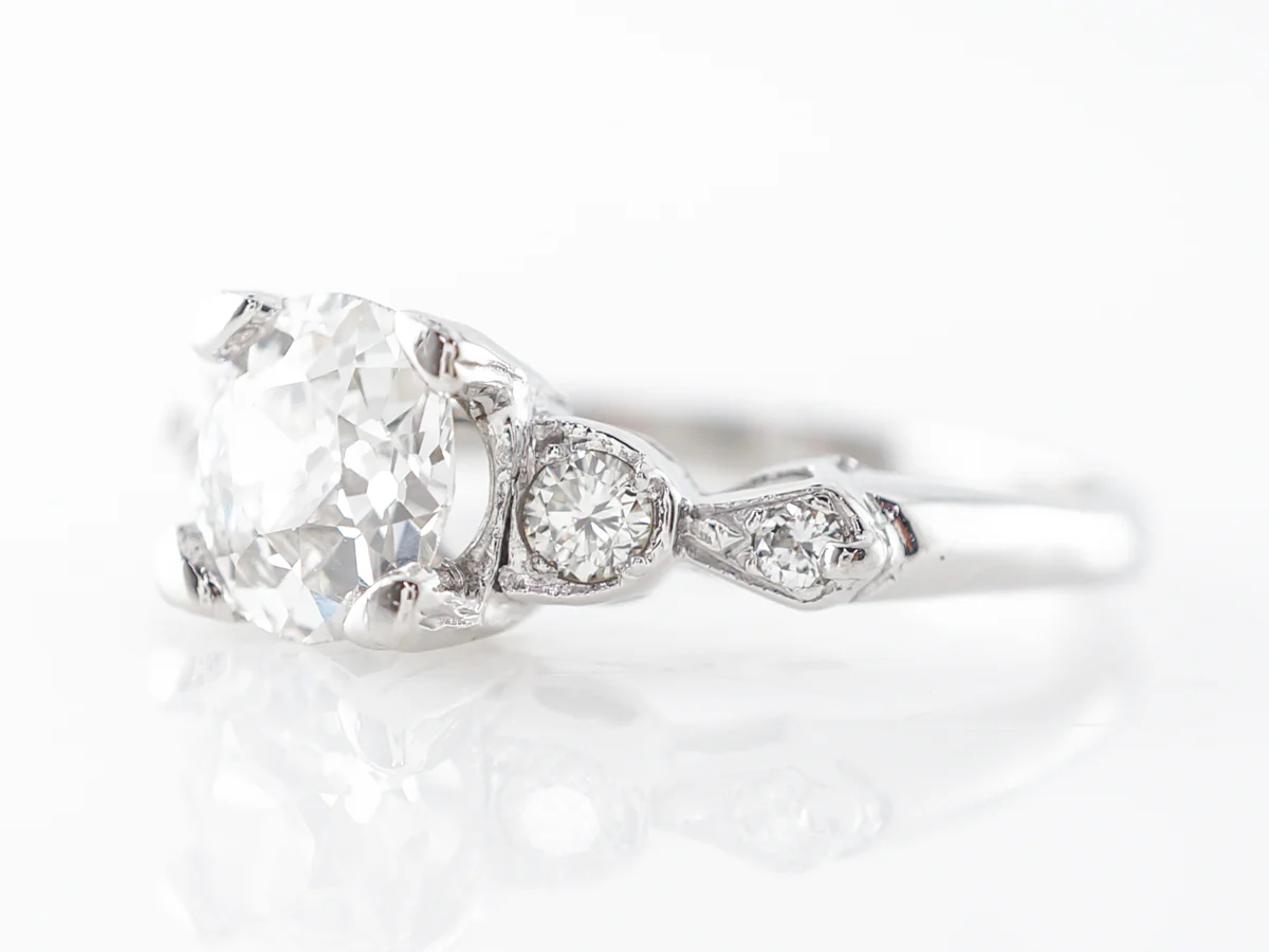 Vintage 1.00 Carat European Diamond Engagement Ring Platinum - Image 2