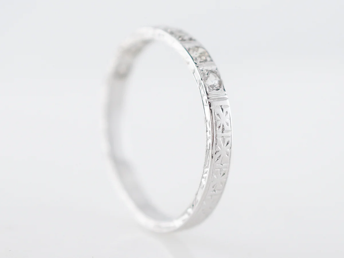 Vintage 1920's Orange Blossom & Diamond Wedding Band - Image 5
