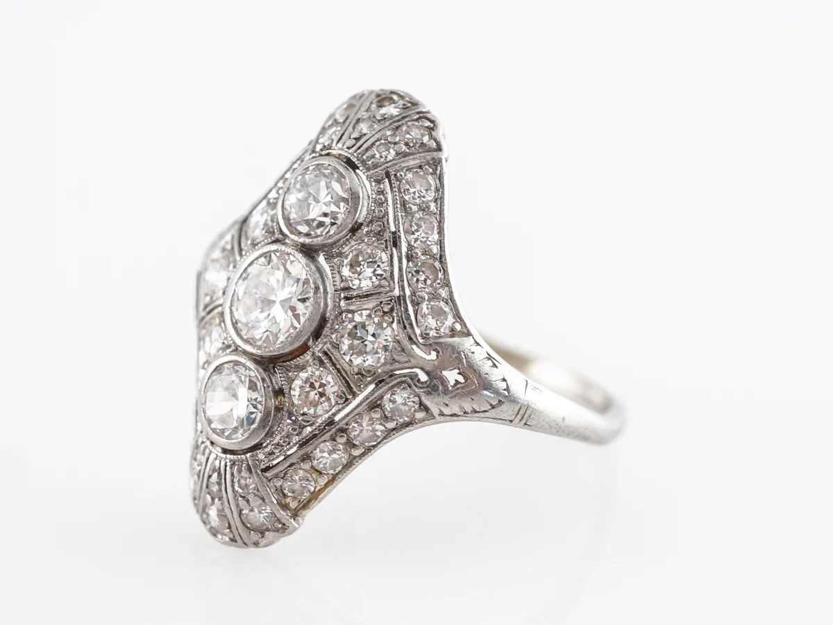 Vintage 1930's Three Stone Diamond Ring in Platinum - Image 2