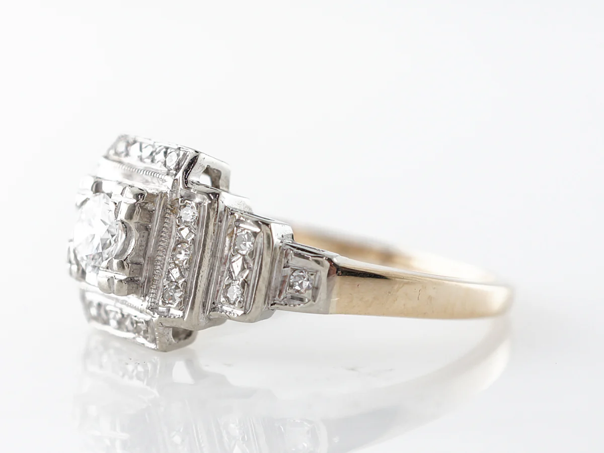 Vintage 1940's Diamond Engagement Ring in White & Yellow Gold - Image 2