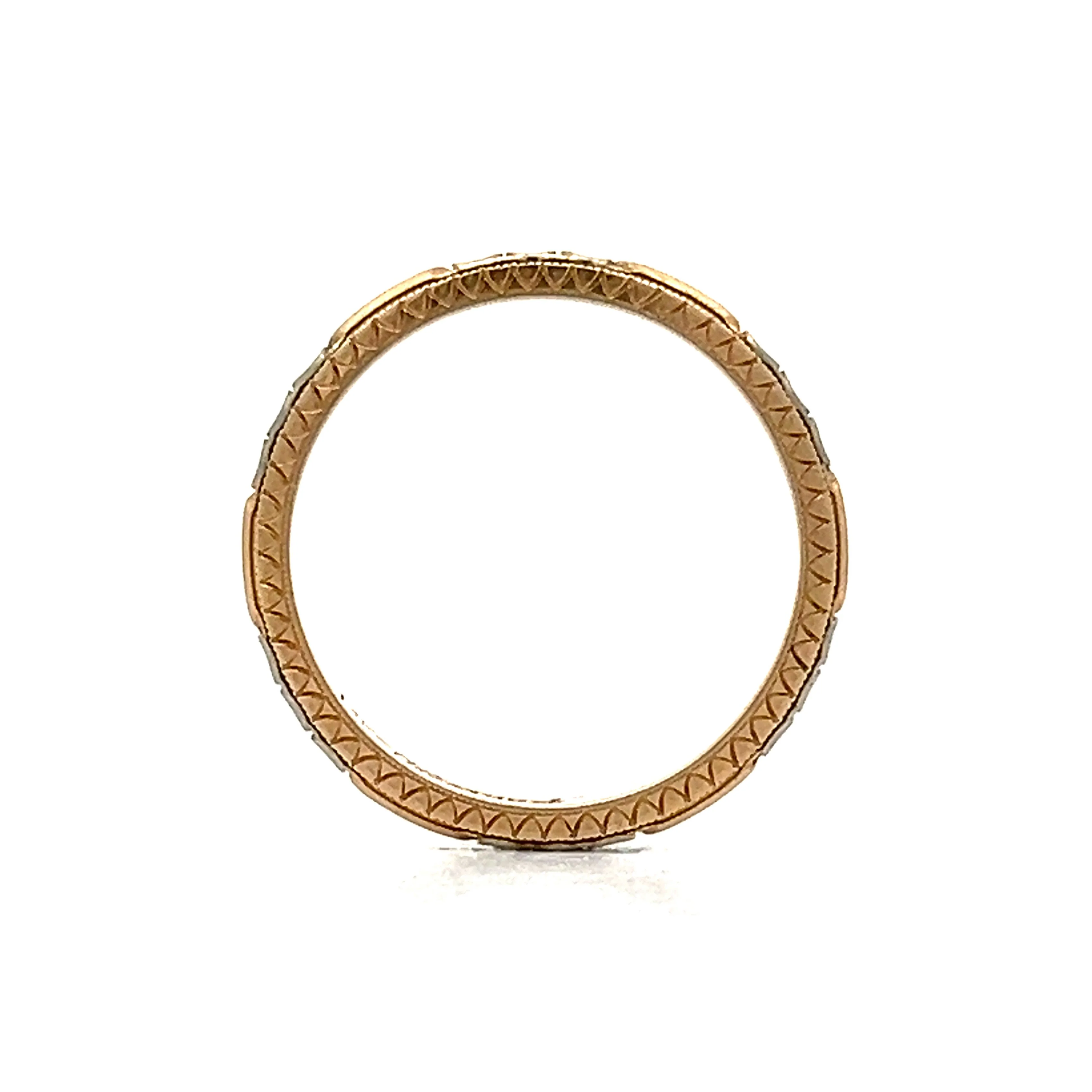 Vintage 1940's Retro Wedding Band in Yellow & White Gold - Image 4